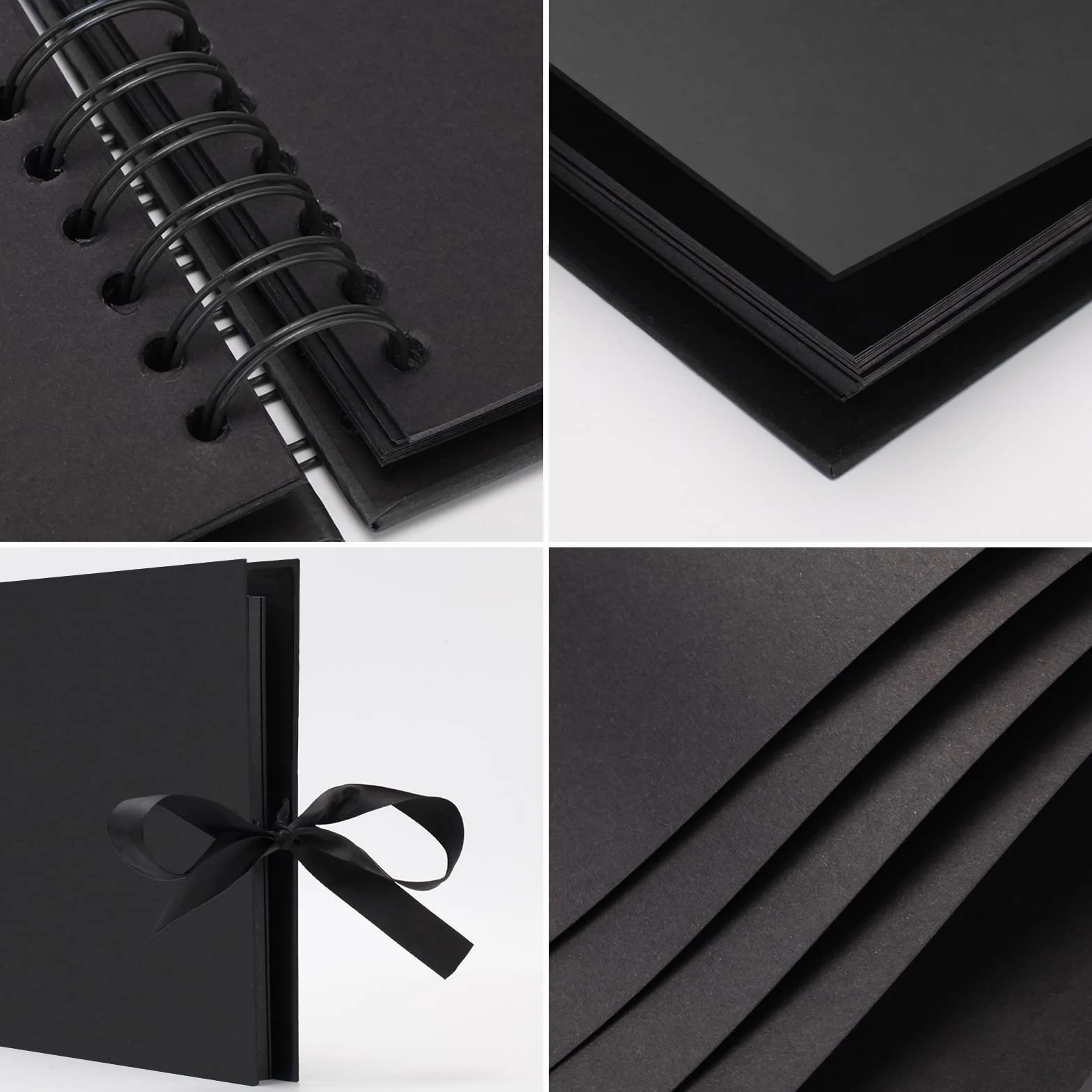 Album Photo Traditionnel Scrapbook 80 Pages, DIY Livre d'or Cadeau Original Mariage Anniversaire (Noir)