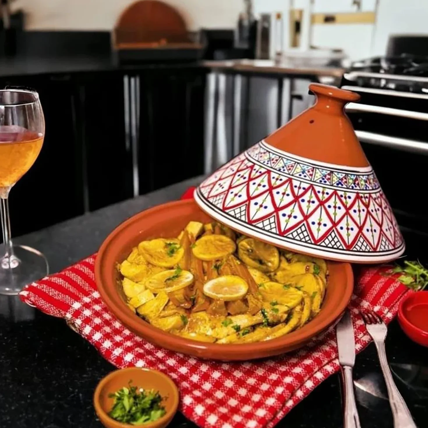 Generico Tajine en Terre Cuite Marocain Tunisien XL 32 cm Multicolore