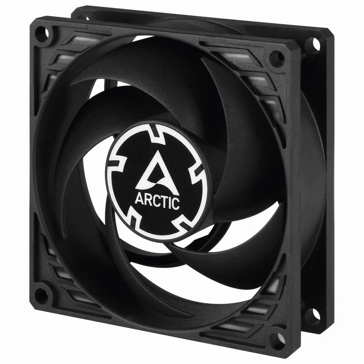ARCTIC P8 Silent – 80 mm wyjątkowo cichy wentylator, zoptymalizowany pod kątem ciśnienia statycznego, niemal bezgłośny silnik wentylatora, wentylator obudowy, PC, 1600 rpm - Czarny