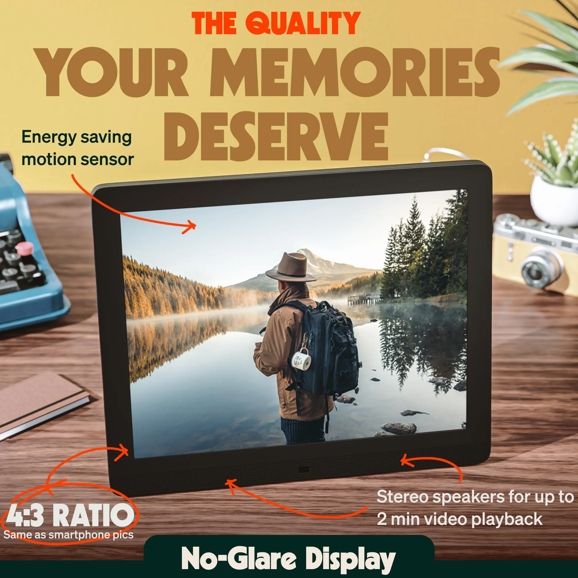 Pix Star cyfrowa ramka na zdjęcia WiFi, USB - 15-calowy ekran IPS - prezent > rodzina - cyfrowy album fotograficzny