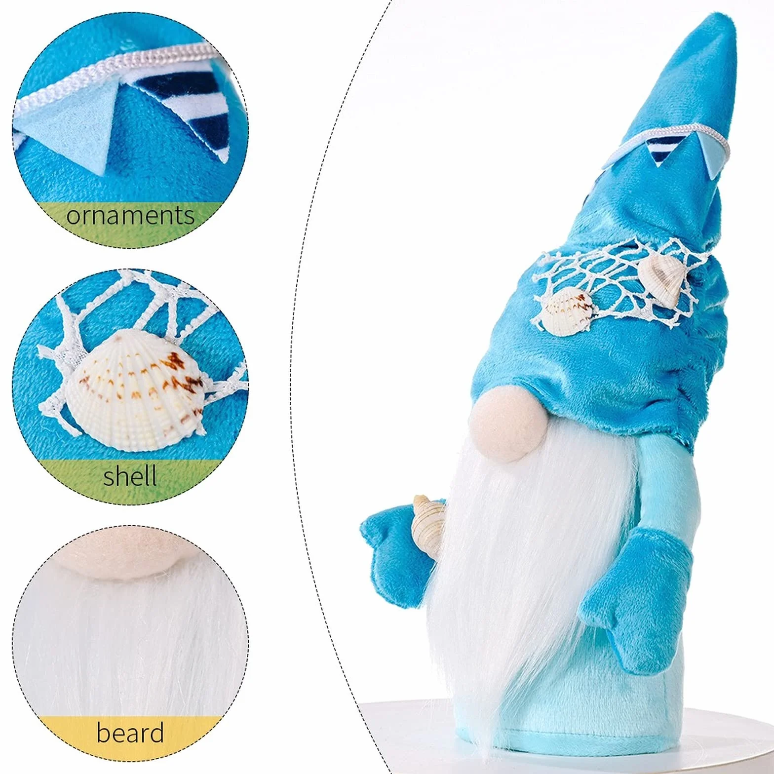 Peluche Nain de Mer Lot de 2 Figurine de Collection Décoration Fait à la Main Lutin Suédois