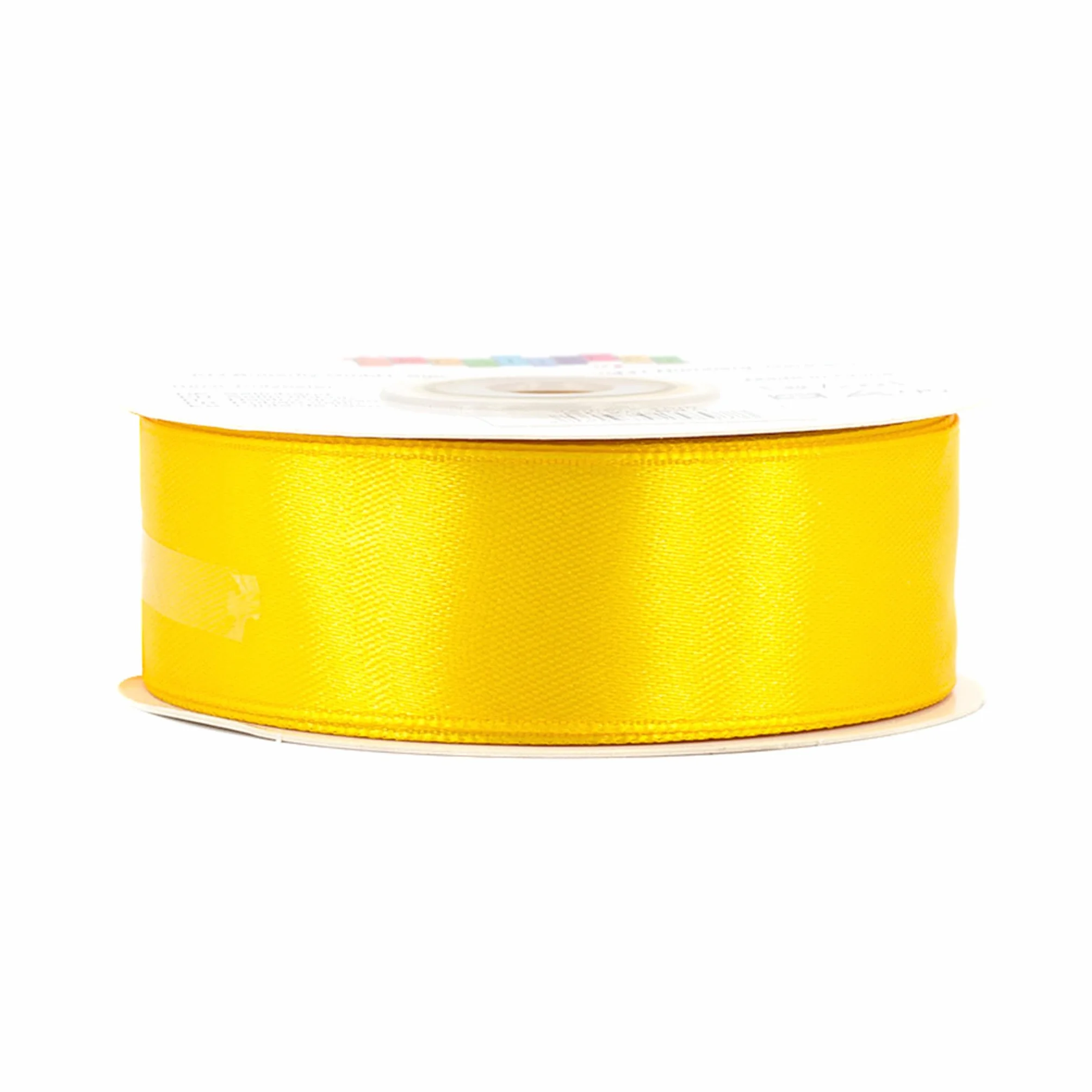 Ruban de satin 25 mm x 25 m jaune - Résistant et lavable - Pour mariage, cadeau, emballage, décoration, loisirs créatifs