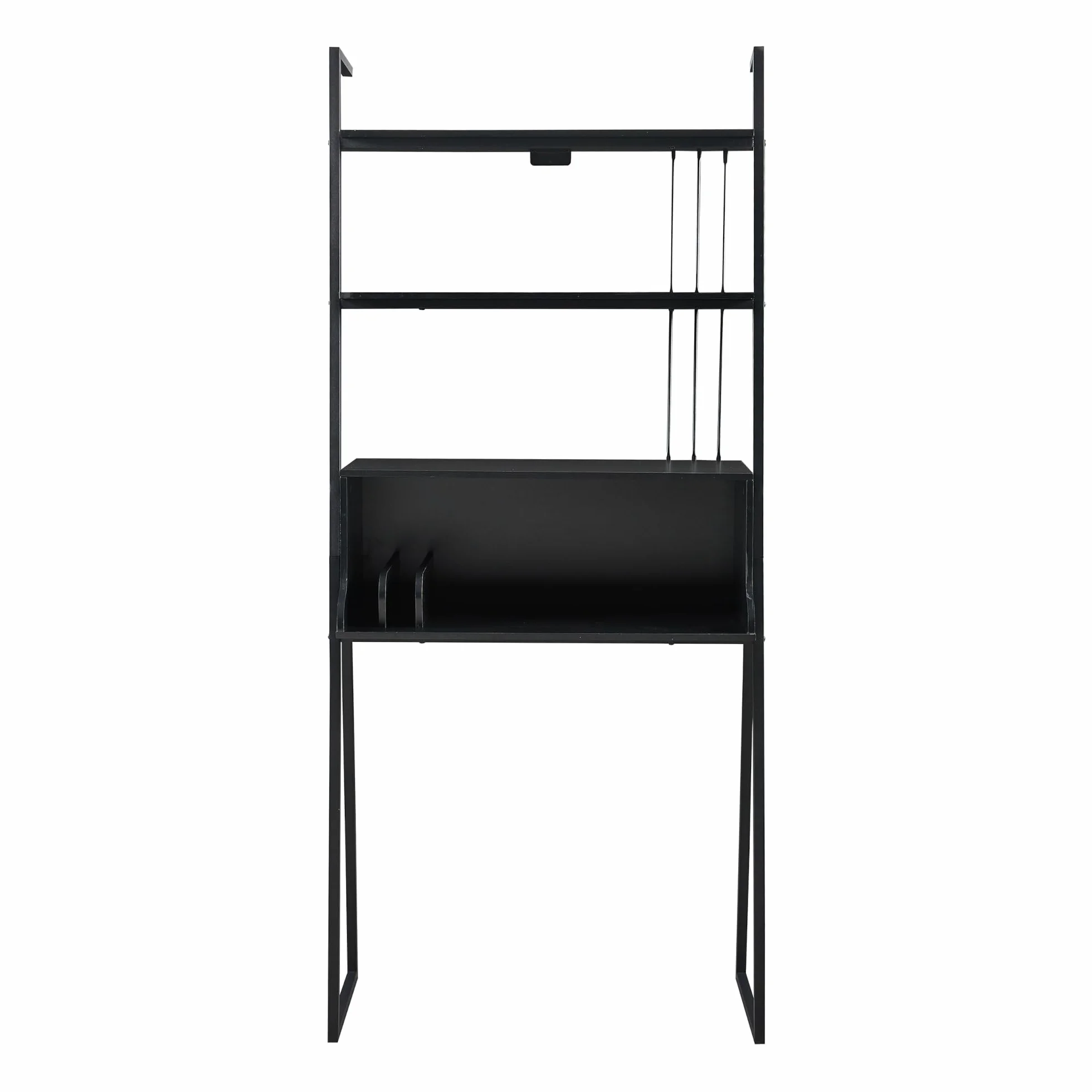 Ensemble de 2 Meubles de Salon Style Industriel avec Bureau et Étagère Échelle Métal Noir