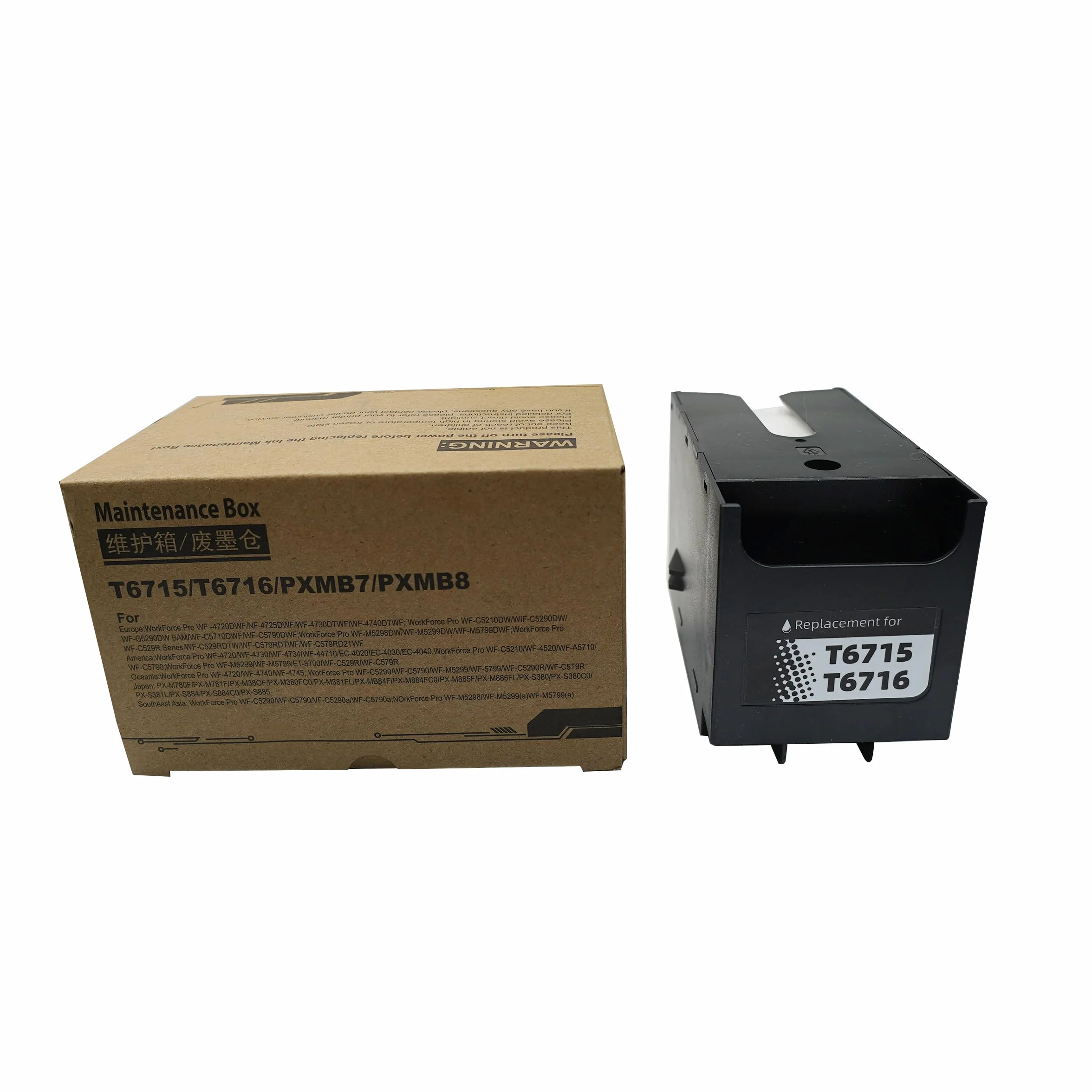 Boîte de maintenance compatible Epson T6715 T6716 pour Workforce Pro WF-3820DWF WF-C4810DTWF WF-4820DWF WF-4720DWF WF-M5799DWF WF-4830DTWF WF-C5710DWF