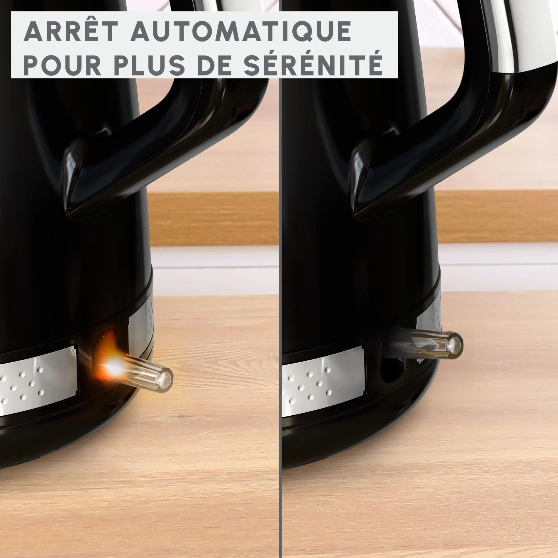 Moulinex Soleil, Bouilloire électrique 1,7L, Contrôle de la température, 2400W, Deux fenêtres de niveau d'eau, Noir, BY3558E0