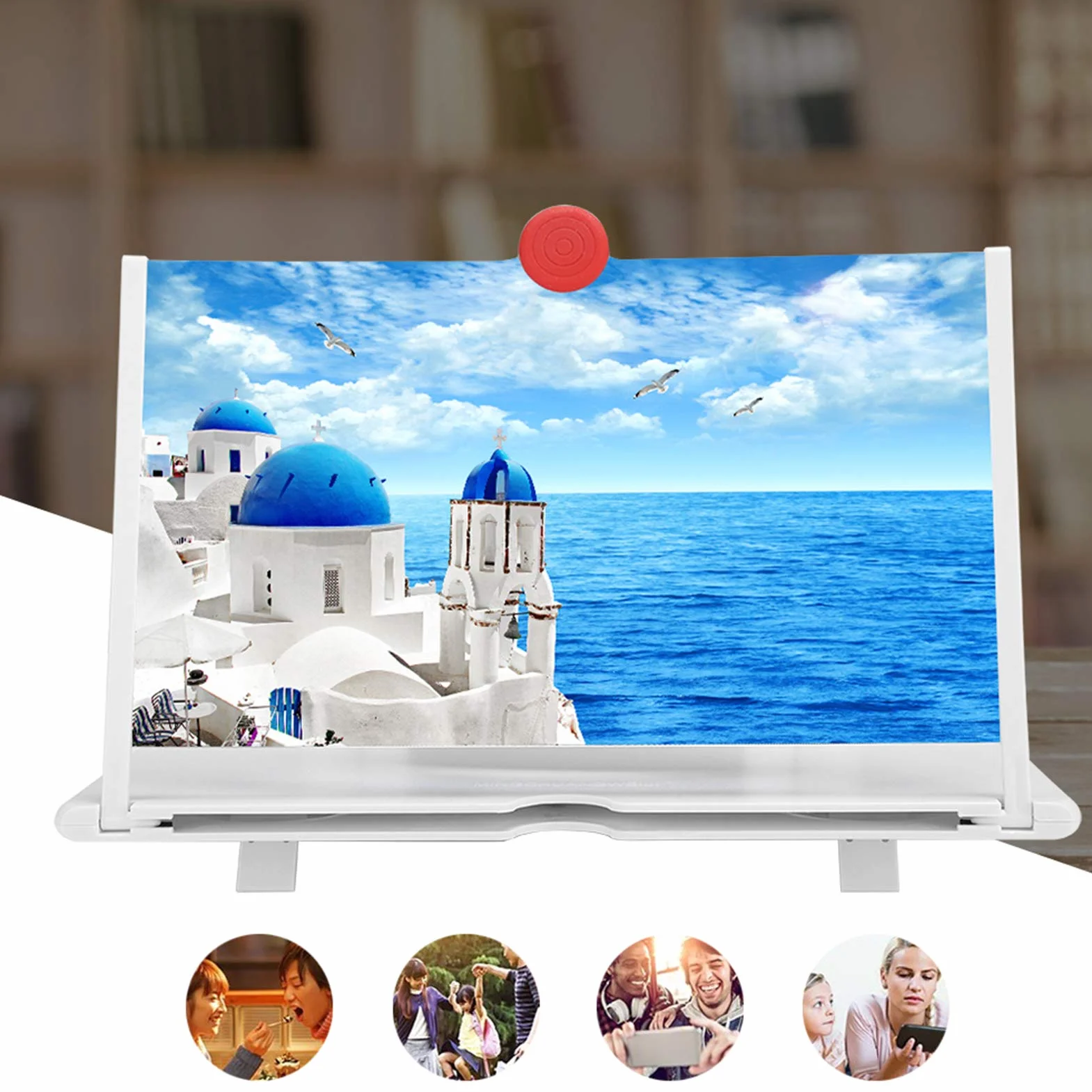 12-calowy Duży Ekran Wzmacniacza do Telefonu Komórkowego 3D HD Ekran Telefonu Komórkowego Lupa, Składany Ekran Projekcyjny do Telefonu Komórkowego Projektor do Filmów, Wideo i