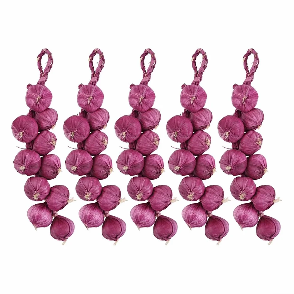Guirlande d'ail violet décorative, pendentif en céramique, lot de 5 pièces pour salle à manger maison