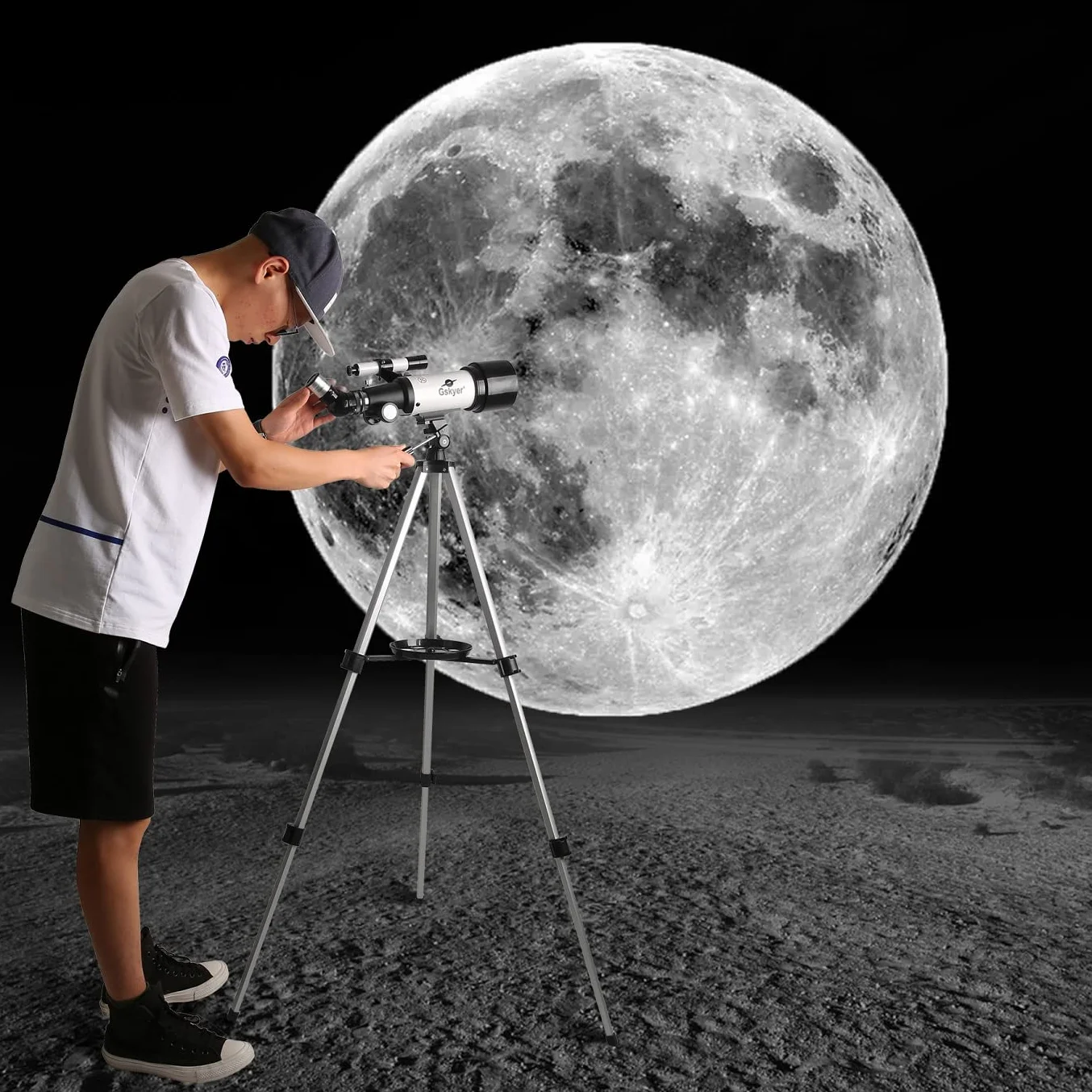 Gskyer Teleskop, 70 mm otwór 400 mm AZ-Mount AZ-AZ-Astronomiczny teleskop refrakcyjny dla dzieci i początkujących - teleskop podróżny dla dorosłych