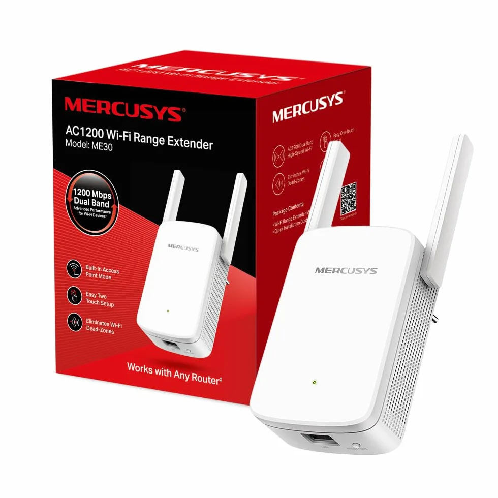 TP-Link MERCUSYS Répéteur WiFi AC1200, Amplificateur WiFi avec Port Ethernet, ME30