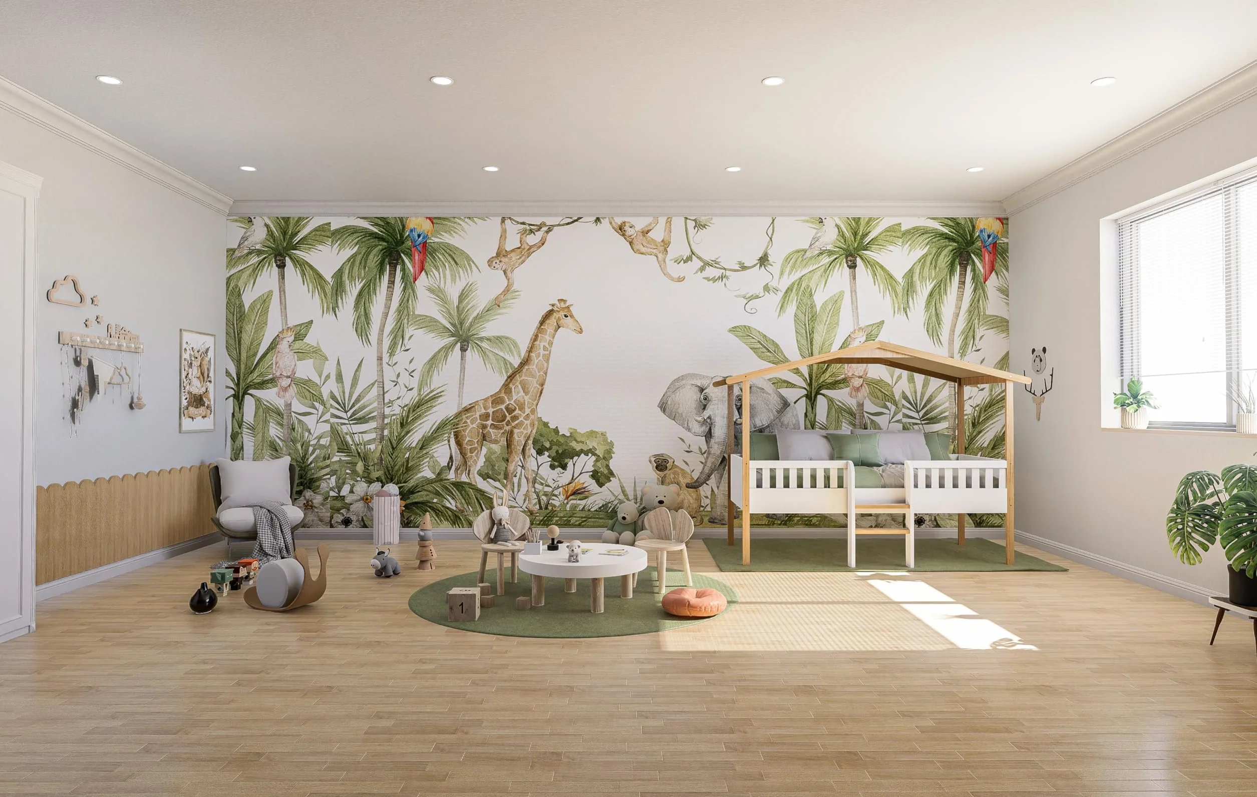 KONTARBOOR Lit Cabane Enfant, sur PILOTI 90 x 190 cm en Bois Naturel et Blanc + sommier. (sans Matelas)