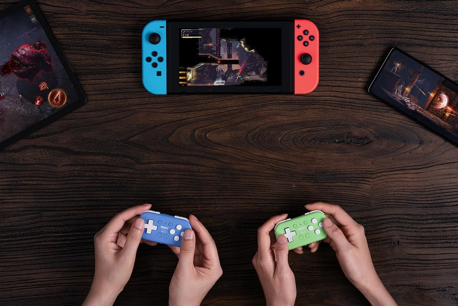 8BitDo Micro Bluetooth Gamepad Mini Controller Switch Android Raspberry Pi Keyboard Mode (Bleu)