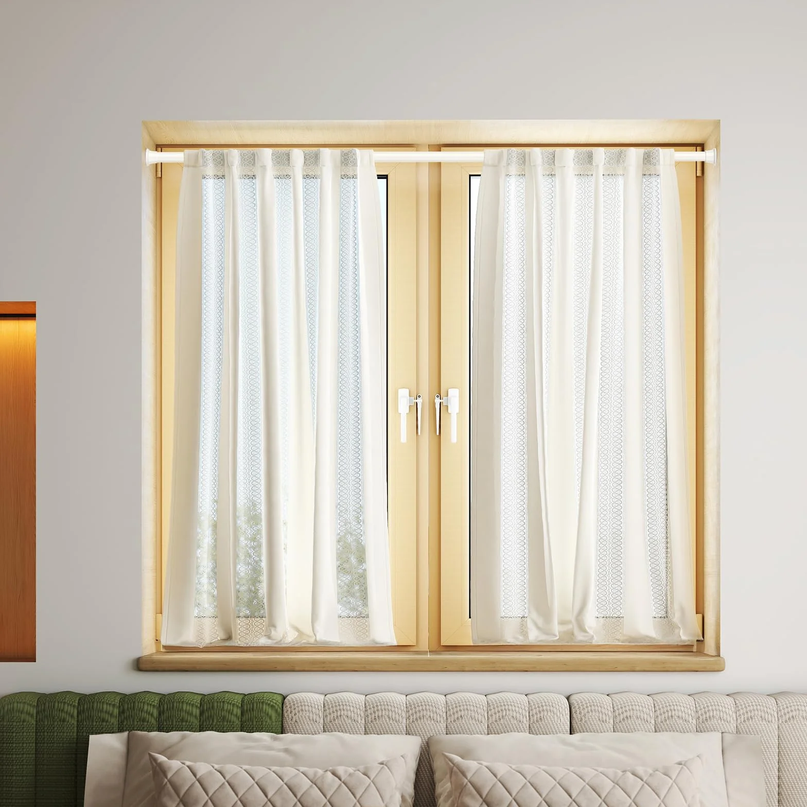 AIZESI Barre Rideau Sans Percage Extensible 60-120 cm Blanc Diamètre 18 mm