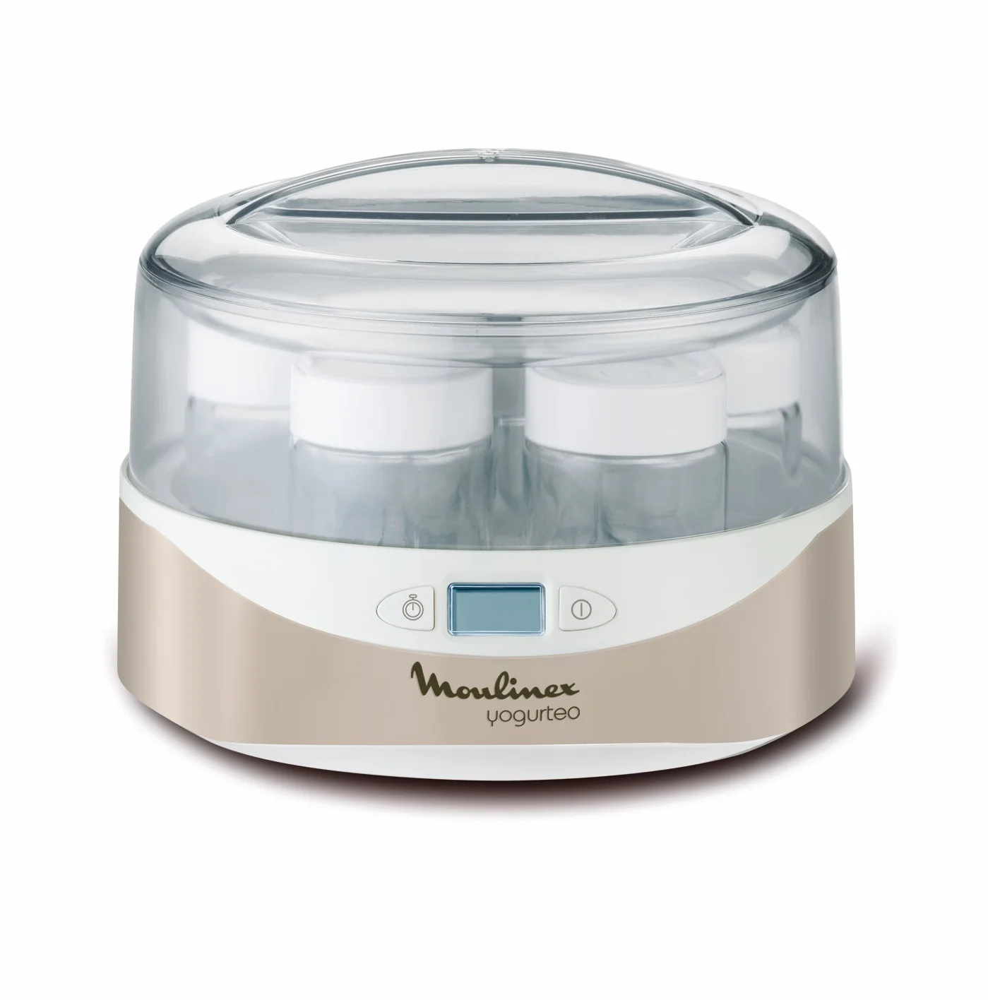 Moulinex YG231E32 Yaourtière Yogurteo 7 Pots de Yaourt Inclus Programmable Écran LCD Minuteur 13W Champagne