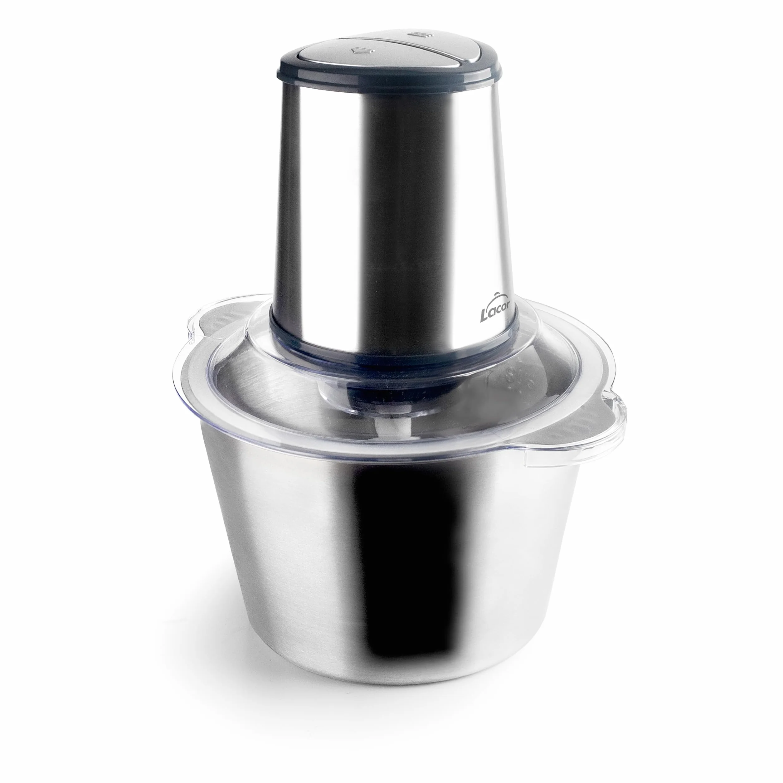 Lacor - 69544 - Hachoir électrique en acier inoxydable, 300 W, 2 vitesses, 4 lames, Détachable, Pour hacher et couper, Acier inoxydable 18/10, 2 litres