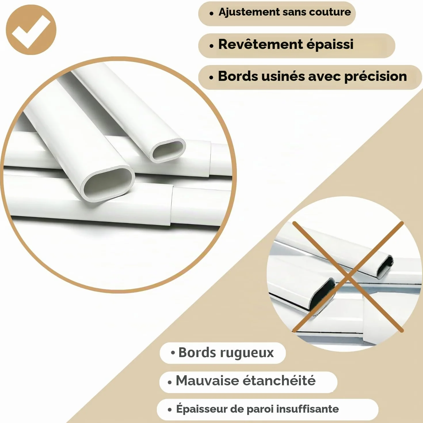 Tringles à rideaux extensibles lot de 2 avec crochets adhésifs 40-70 cm