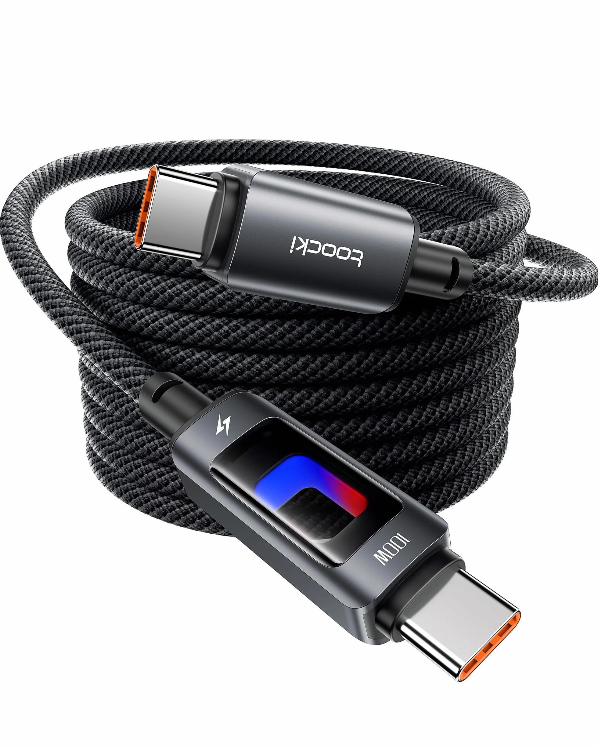 Toocki Kabel USB-C PD 100W 2M, Przewodnik Wietrzny z RGB, 480Mbps Przesyłanie, Odporny na Złamanie, Kompatybilny z iPhone17/Galaxy S25/Laptopami