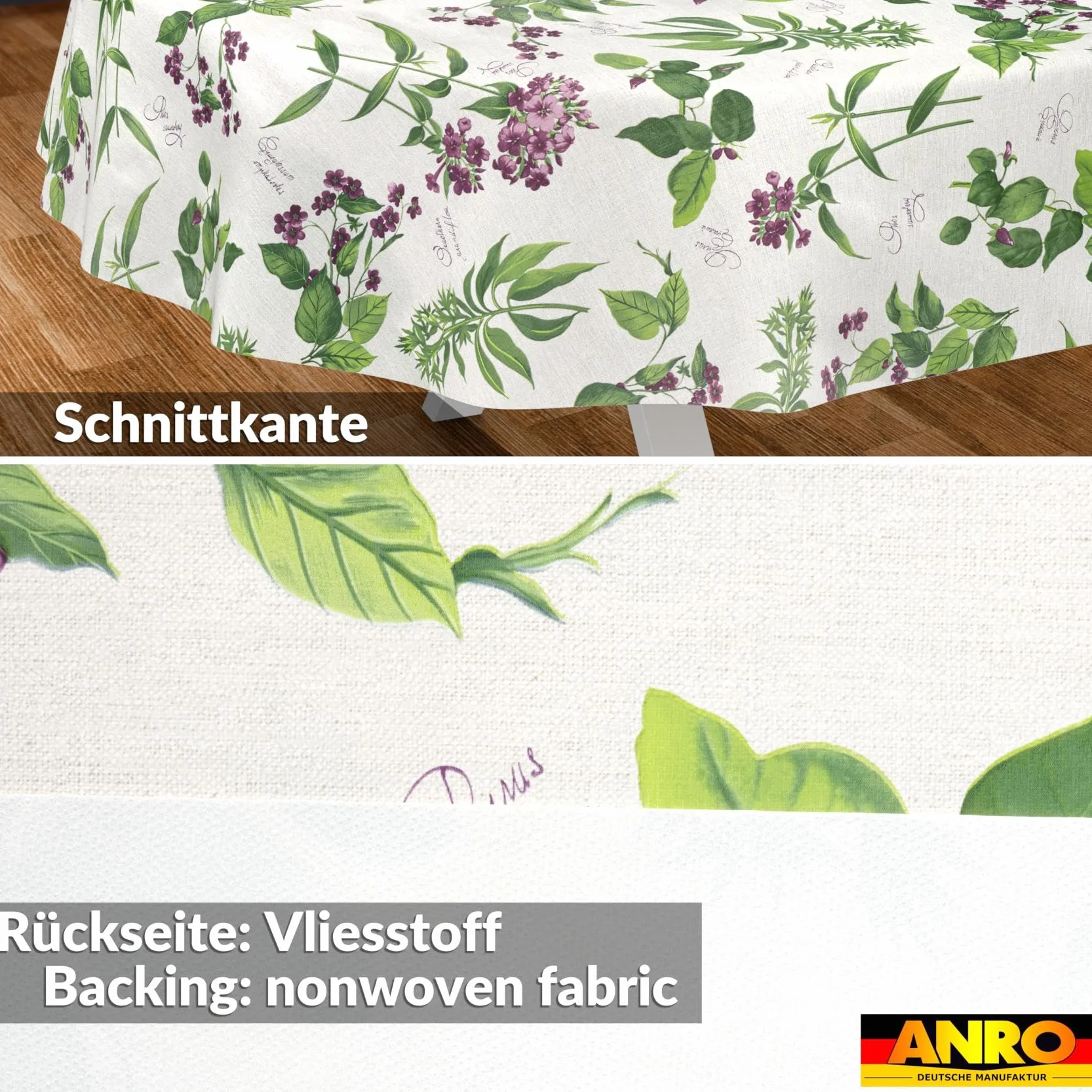 Nappe en Toile cirée Lavable Imperméable Effet Lotus Ovale 180 x 140 cm pour Table de Jardin