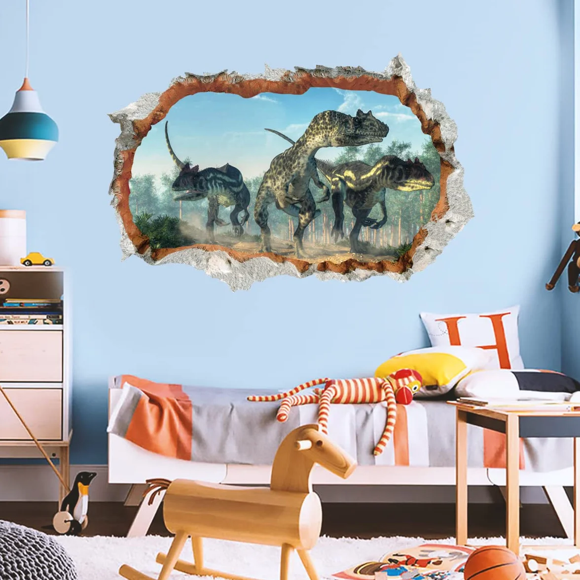 DINOSAURE 3D Autocollant mural XXL 60x90 cm Jurassic World Déco chambre garçon