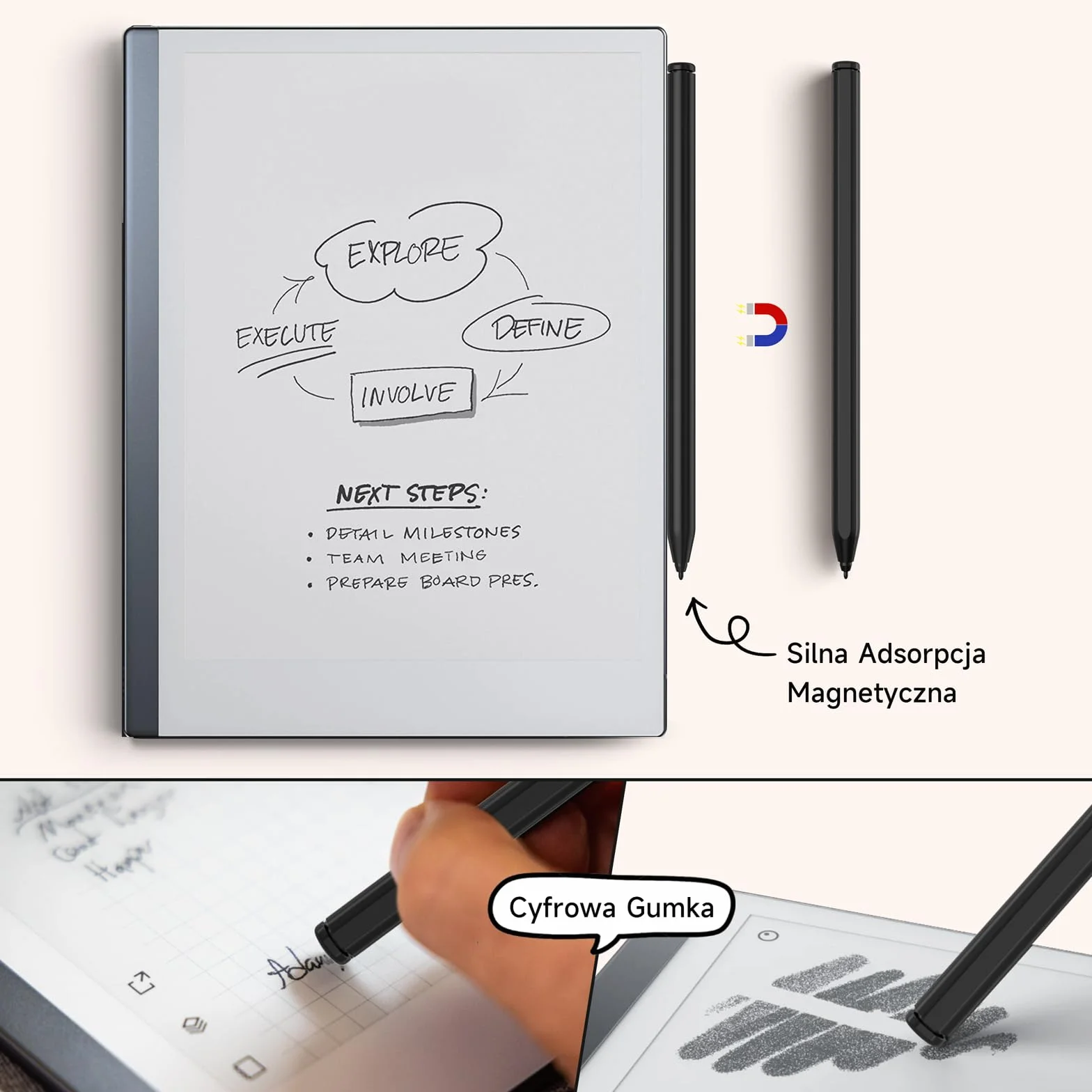 Rysik do Remarkable 2 Pen, Stylus EMR z Gumką, Poziom Nacisku 4096, Odrzucenie Dłoni i Wrażliwy na Pochylenie, Pióro CyfroweKompatybilne z Remarkable 2/1/Kindle Scribe