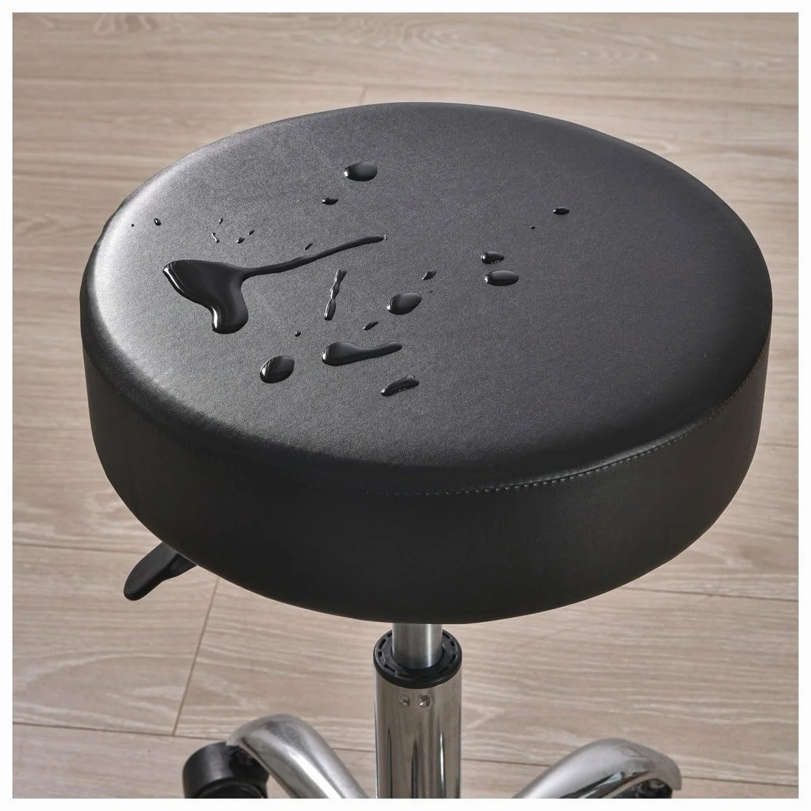 Housse De Tabouret Rond Imperméable Cuir PU Housse Protection Coussin Siège Couvre Tabouret Bar Élastique Noir