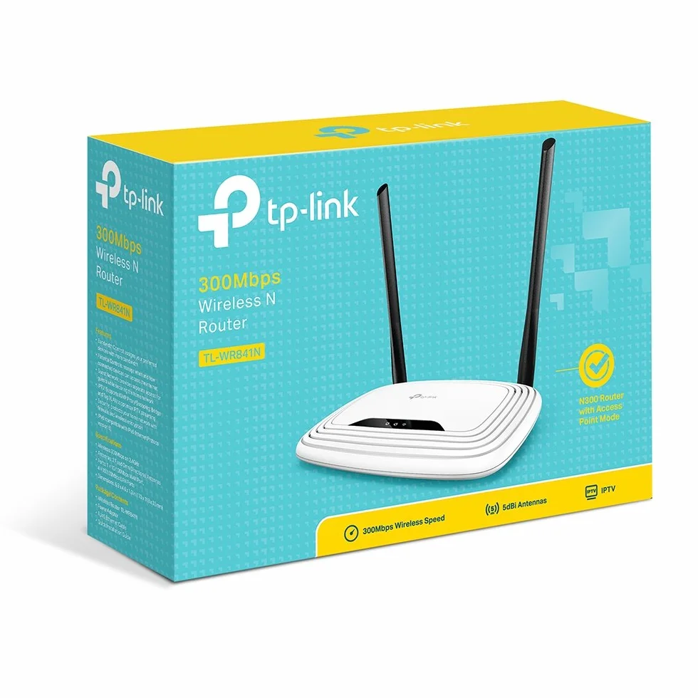 TP-Link Routeur WiFi N300 TL-WR841N 300 Mbps 2,4GHz 5 Ports Ethernet 2 Antennes Externes Blanc