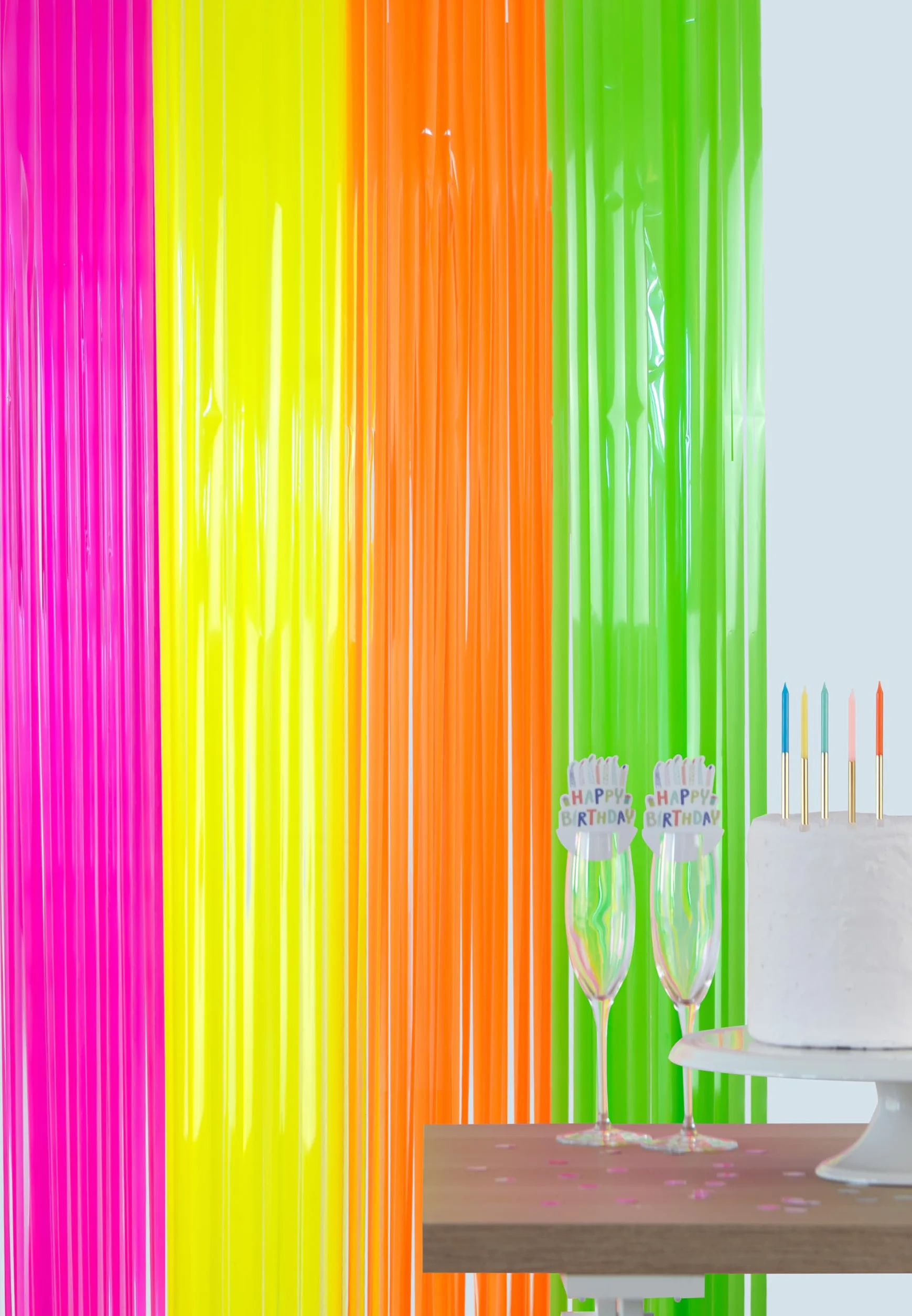 Folat 27593 Rideau de fête Néon 1 x 2 m Foil Fringe Tinsel