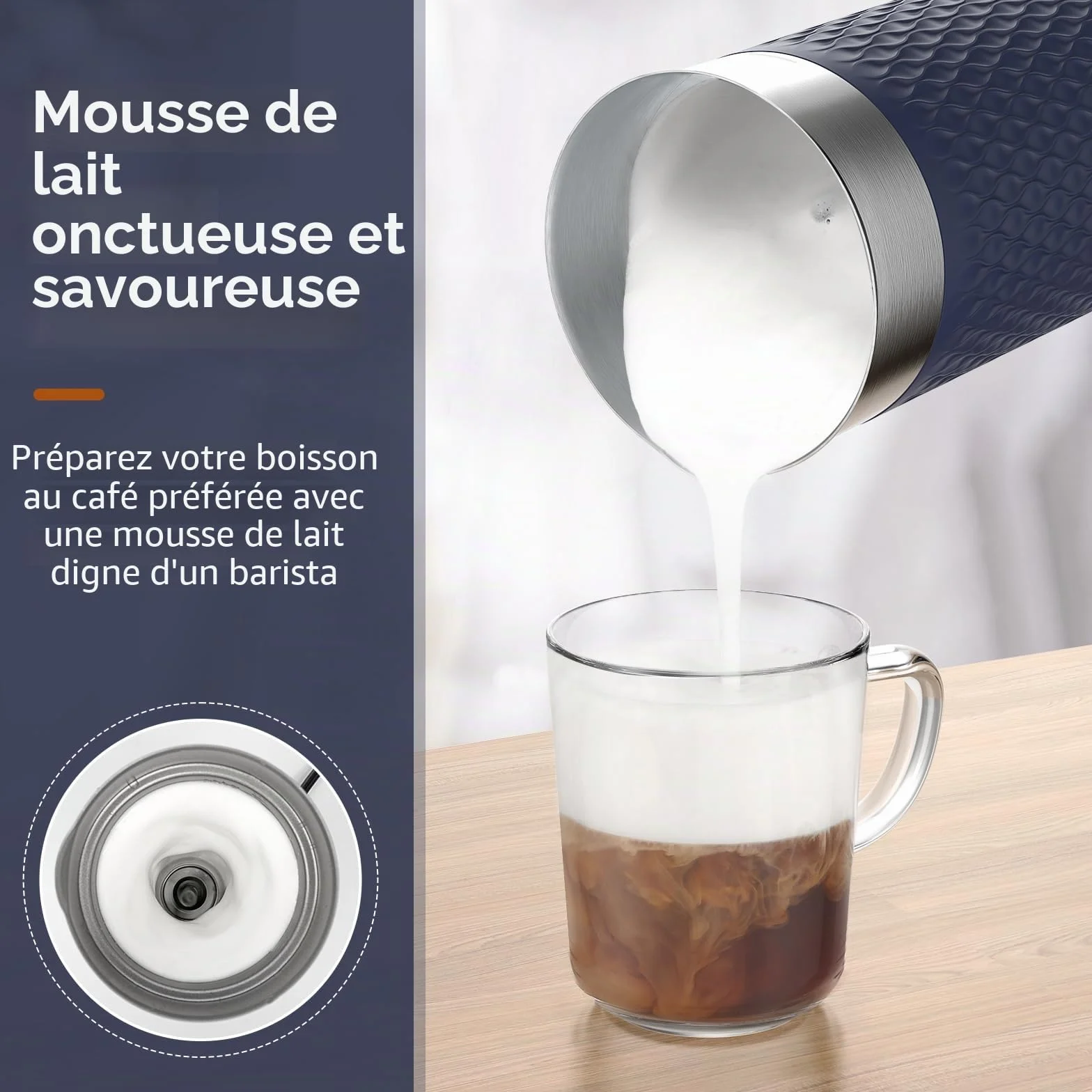 SIMPLETaste Mousseur à lait électrique 4 en 1, mousseur à lait automatique chaud et froid et chauffe-lait pour latte, cappuccinos, macchiato