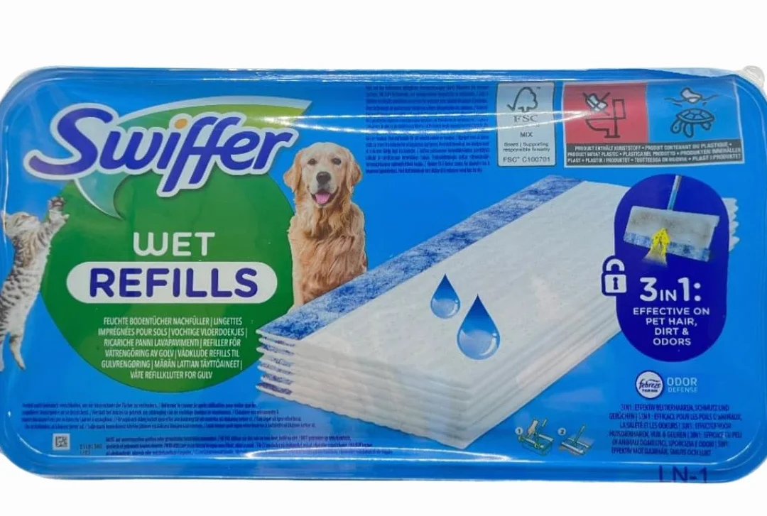 Swiffer Recharges humides lingettes nettoyantes 3 en 1 pour sols anti-poussière anti-saleté poils d'animaux anti-odeurs
