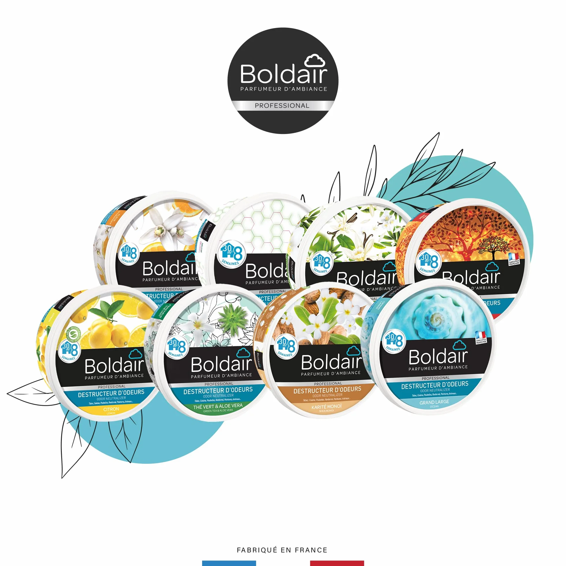 BOLDAIR Gel destructeur d'odeur Fleur d'Oranger 300g Fabrication française