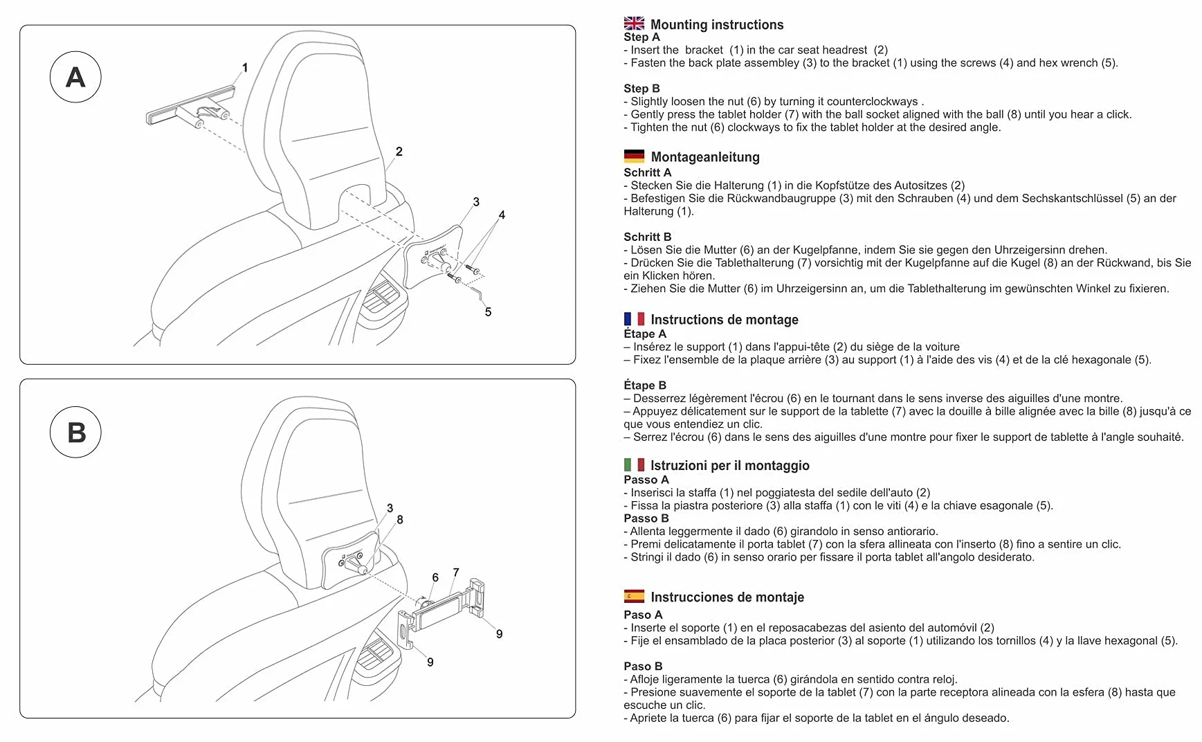 Samochodowy Uchwyt na Tablet do Montażu na Siedzenia Kompatybilny z Volvo XC90 XC60 V90 V60 S90 S60 (Model 2017 lub nowszych) dla Wszystkich Tabletów 4,7-13", iPad Pro 9.7 10.5 12.9, Air mini 2 3 4