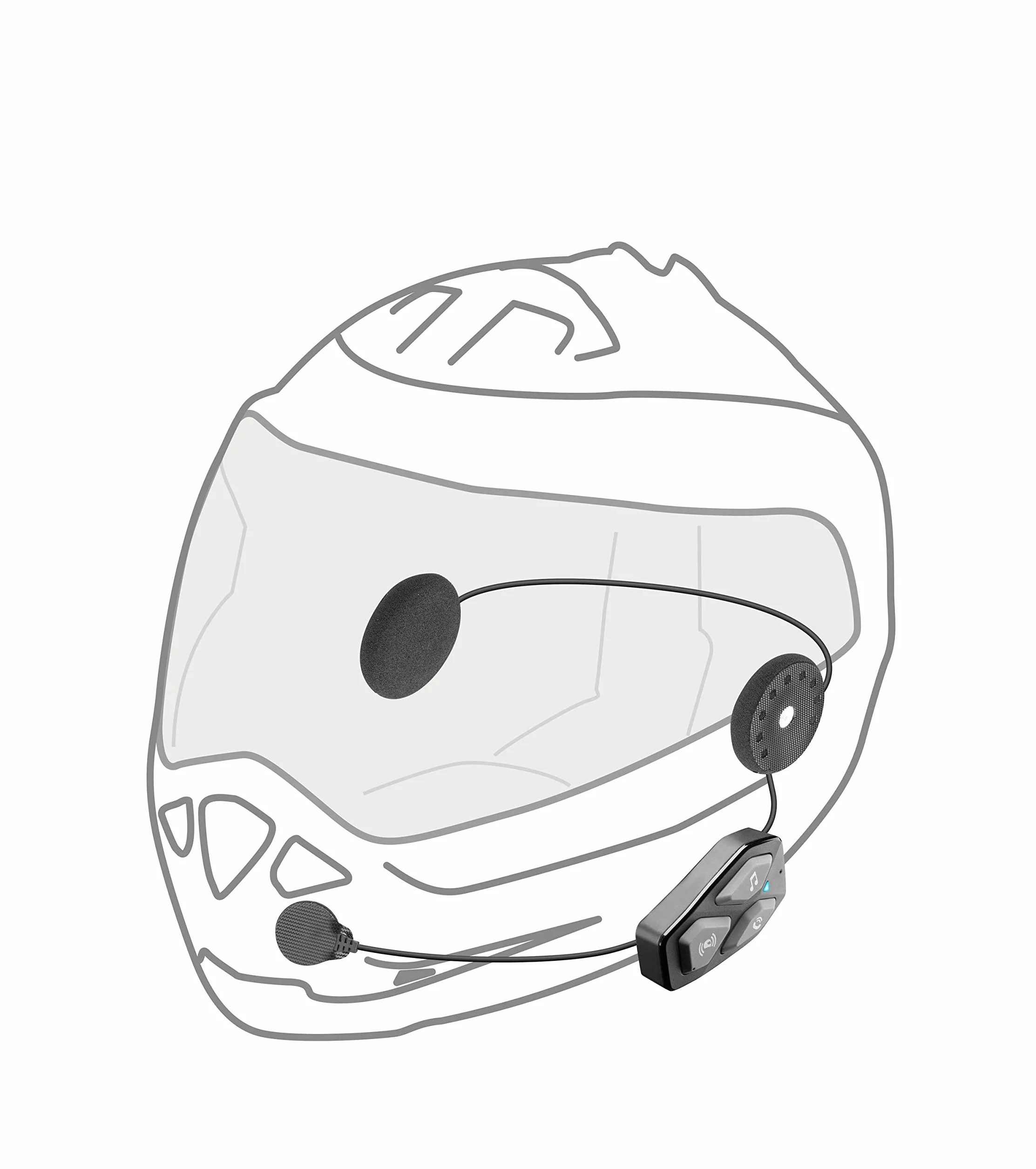 INTERPHONE Com3 | pojedynczy | Bluetooth 5.1 interkom motocyklowy Bluetooth 5.1 kask motocyklowy, słuchawki 32 mm, zastosowanie motocyklowe, odległość 500 m, autonomia 10 godzin, muzyka, GPS