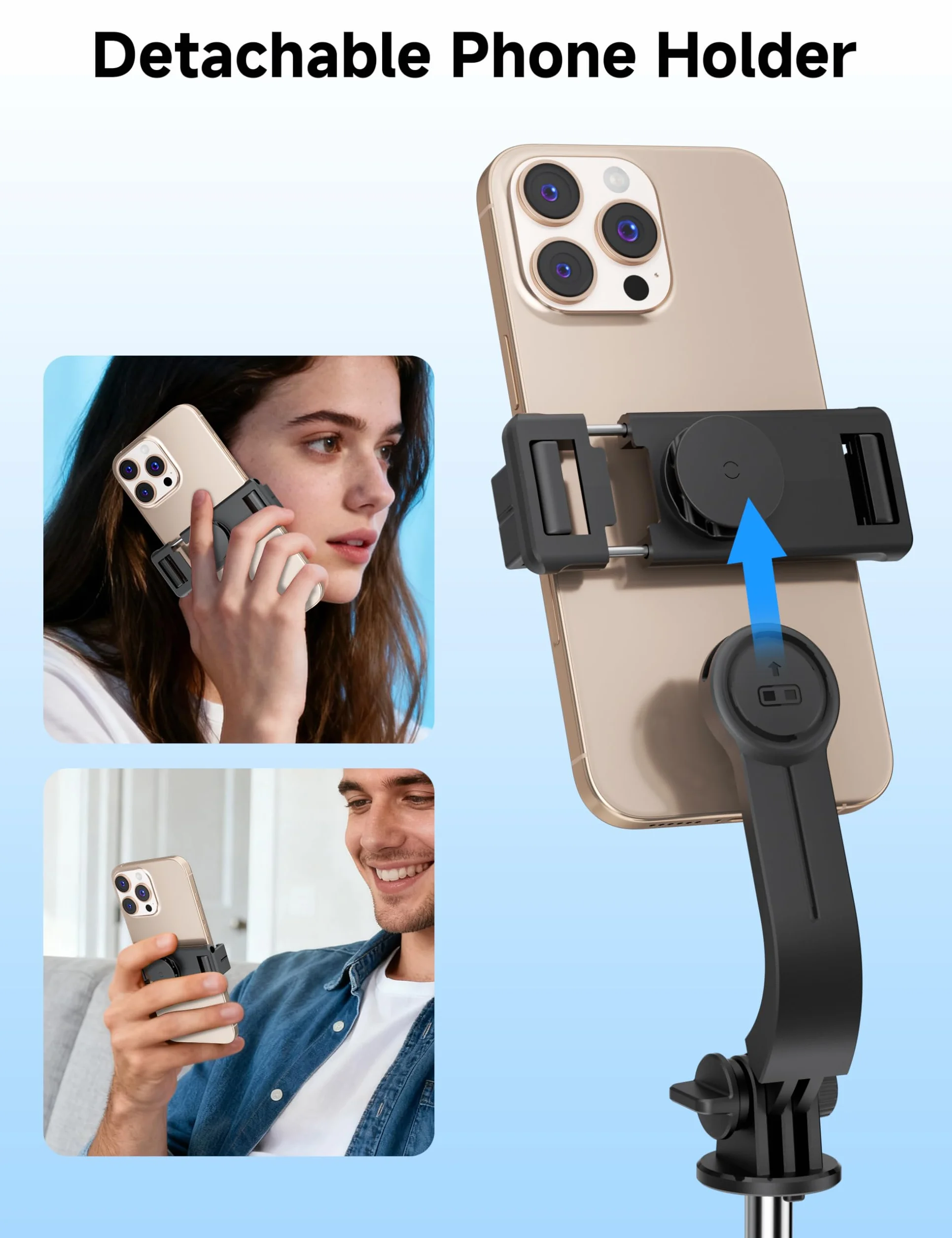 Mini statyw podróżny do selfie z lampką, wysuwany kij do selfie z odłączanym pilotem, statyw do iPhone'a do nagrywania filmów, fotografowania, kompatybilny z telefonami komórkowymi