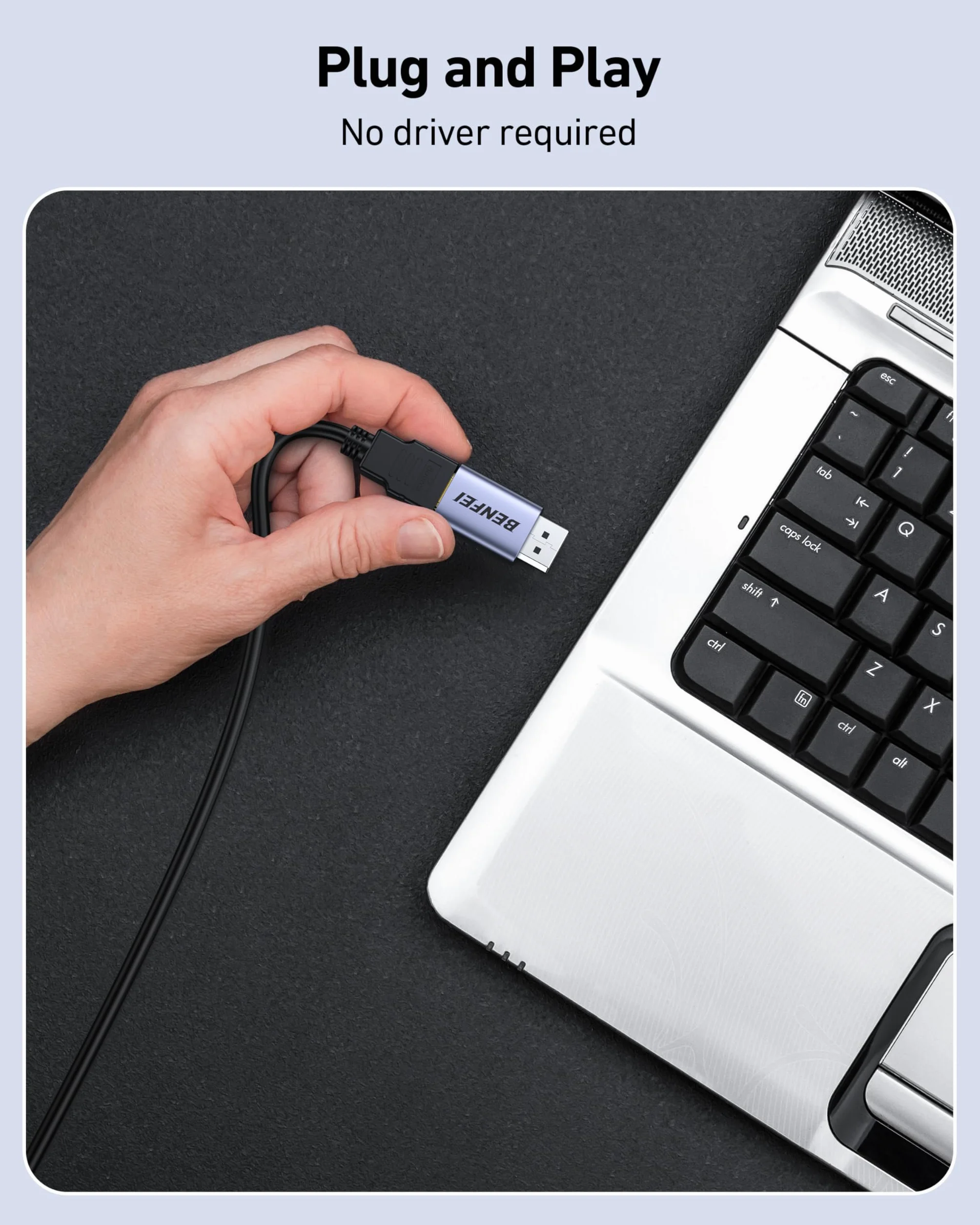 BENFEI Adapter DisplayPort na HDMI 4K 2-pak, jednokierunkowy konwerter ekranu DP 1.2 na HDMI 1.4, kompatybilny z laptopem, komputerem stacjonarnym, monitorem, HDTV, AMD/NVIDIA Graphics