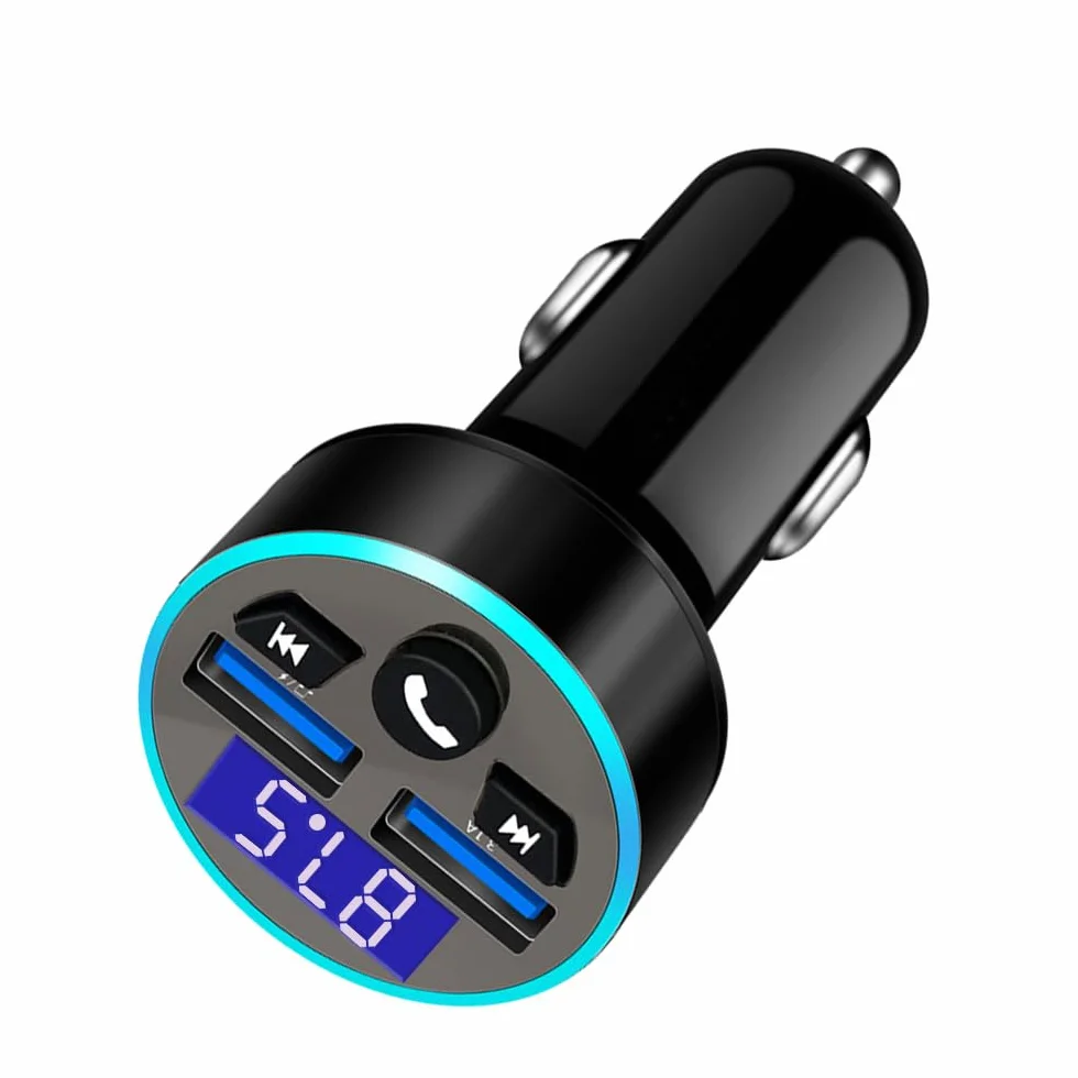 Transmiter FM Auto Bluetooth, adapter Bluetooth, ładowarka do szybkiego ładowania QC3.0, obsługa Dual USB, zestaw głośnomówiący, pamięć USB (A)