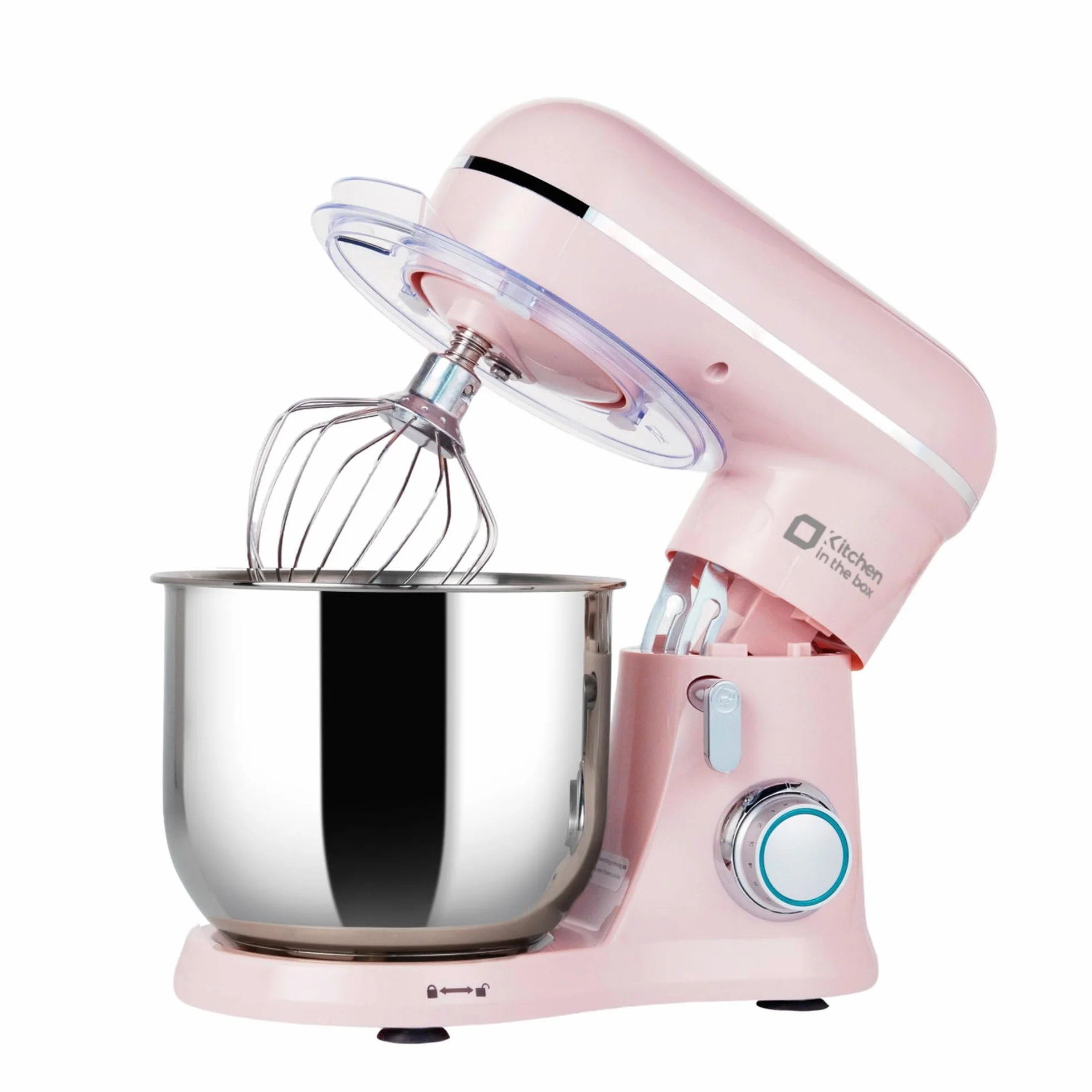 Robot Pâtissier 3.5L Compact, Kitchen in the box 10 Vitesses + Pulse, Léger 2,9 kg, Bol Inox, 3 Accessoires, Mini Robot Cuisine Multifonction, Idéal Pâtisserie Maison et Débutant (Rose Claire)
