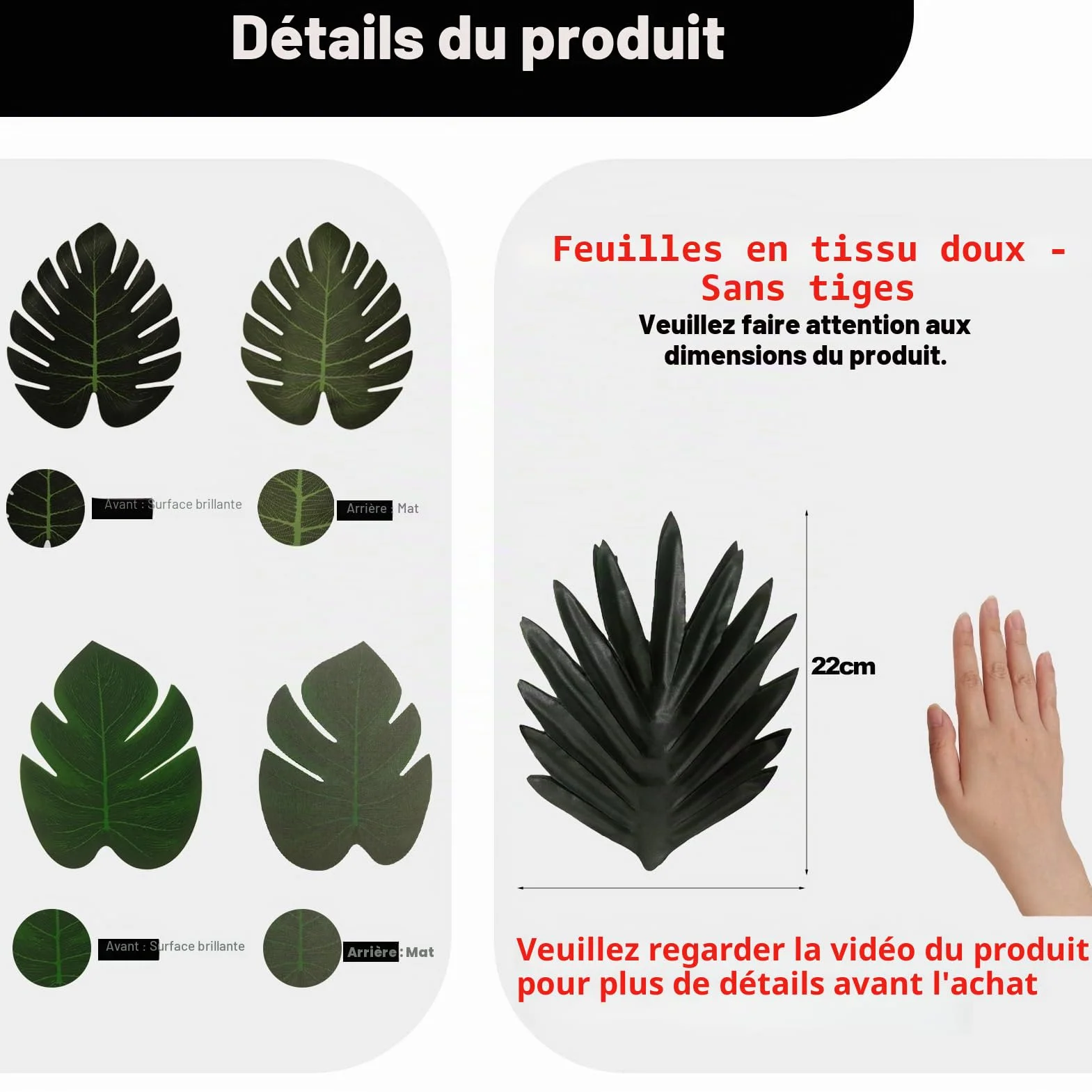 Feuilles artificielles Palmier Monstera Lot 50 Tropicales Jungle Décoration