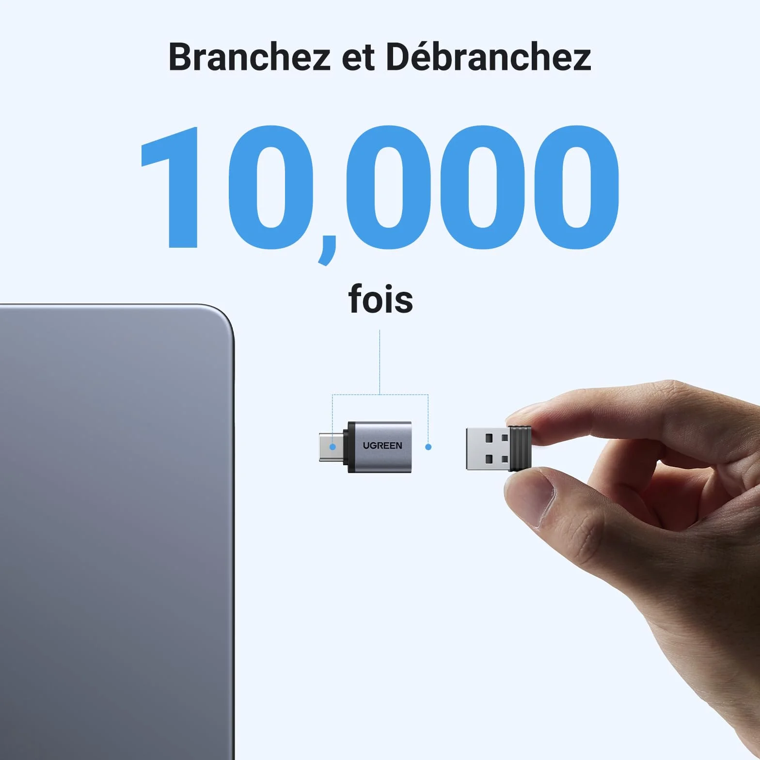 UGREEN Adaptateur USB C vers USB A 3.2 10Gbps OTG Lot de 2 Gris