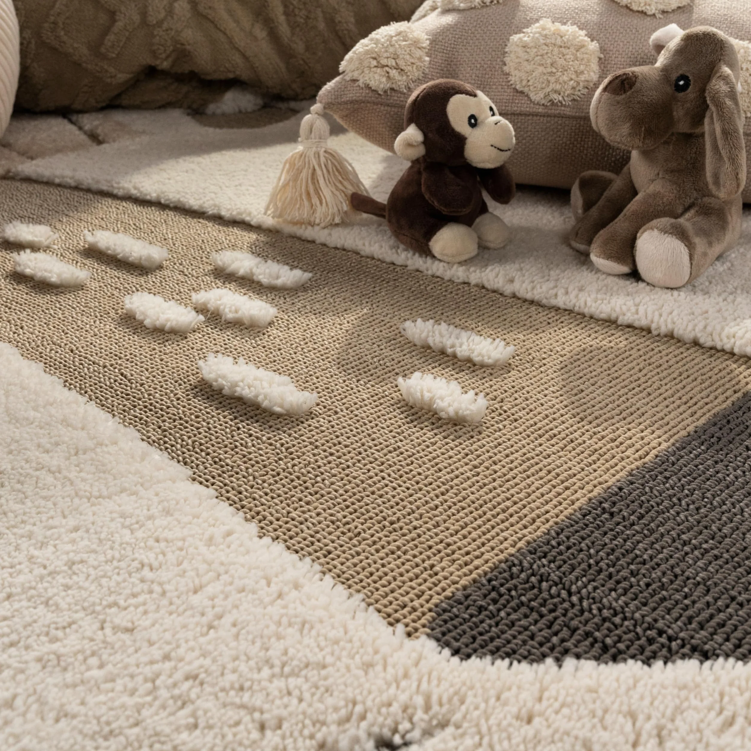 Paco Home Tapis pour Chambre d'enfant Effet 3D 120 cm Rond Cream