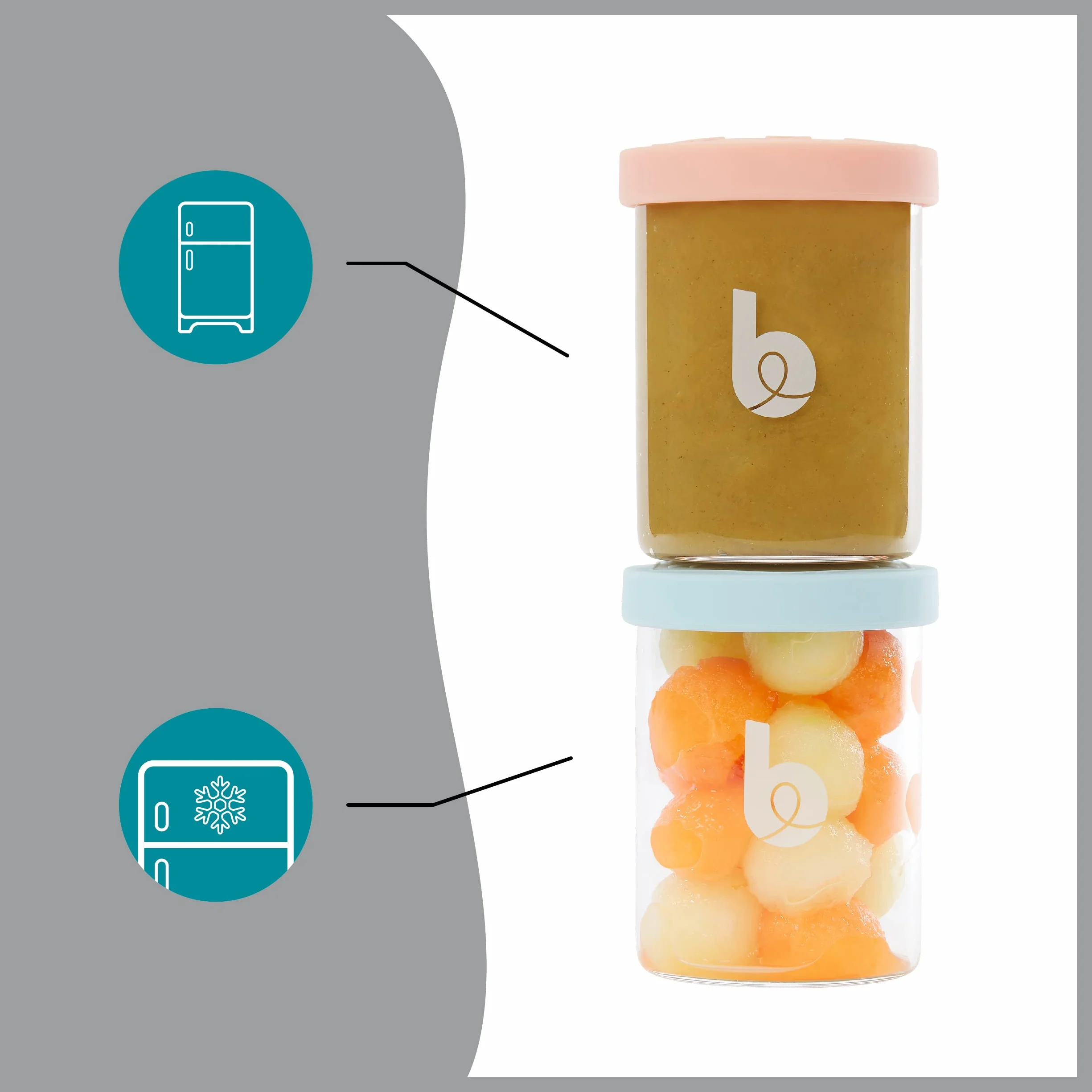 Babymoov ISY BOWLS 6 Pots de Conservation en Verre Borosilicate 250 ml Hermétiques