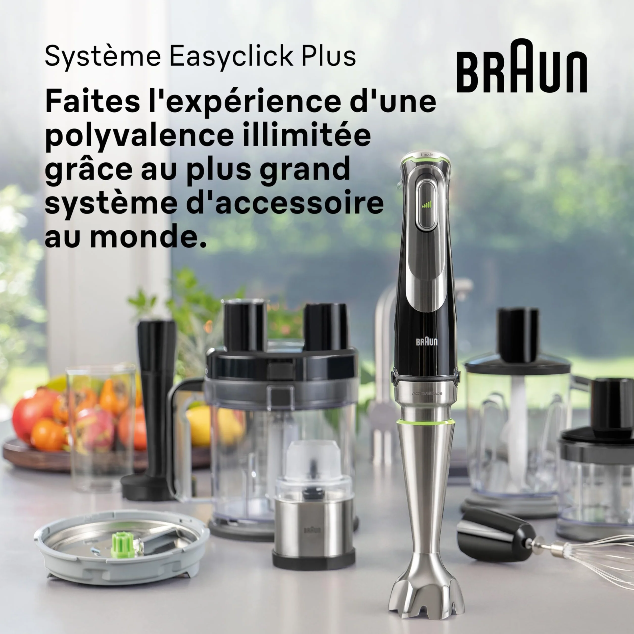 Braun MultiQuick 9 - Mixeur Plongeant, Anti Splash, Sélection Précise de la Vitesse, Active PowerDrive pour des Résultats Onctueux, Blender, Mini-hachoir, Verre Doseur 600mL, 1200W, Noir (MQ9147X)