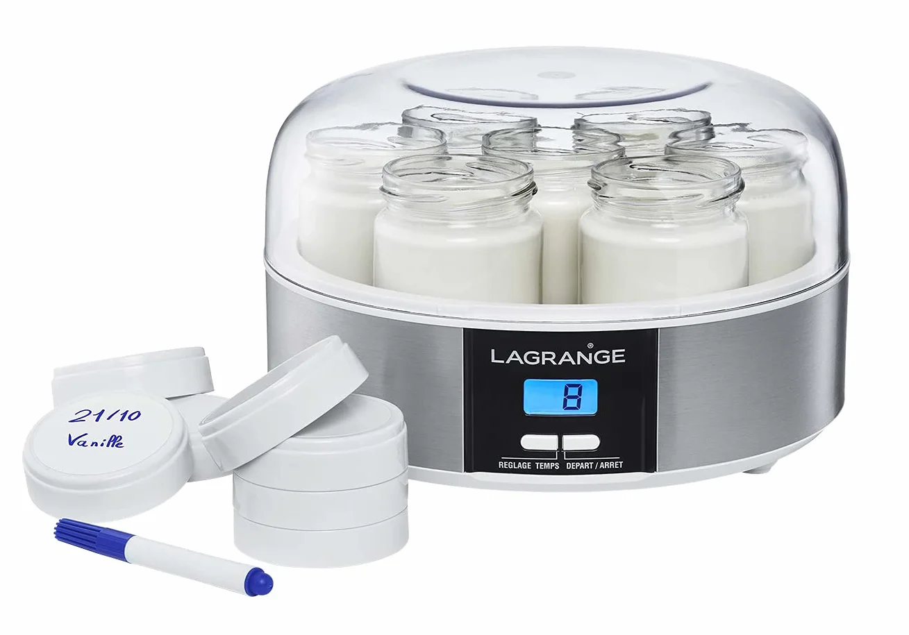 LAGRANGE, Yaourtière, 7 pots en verre, 1L, programmable 15h, arrêt automatique, signal sonore, 13 W, 439101