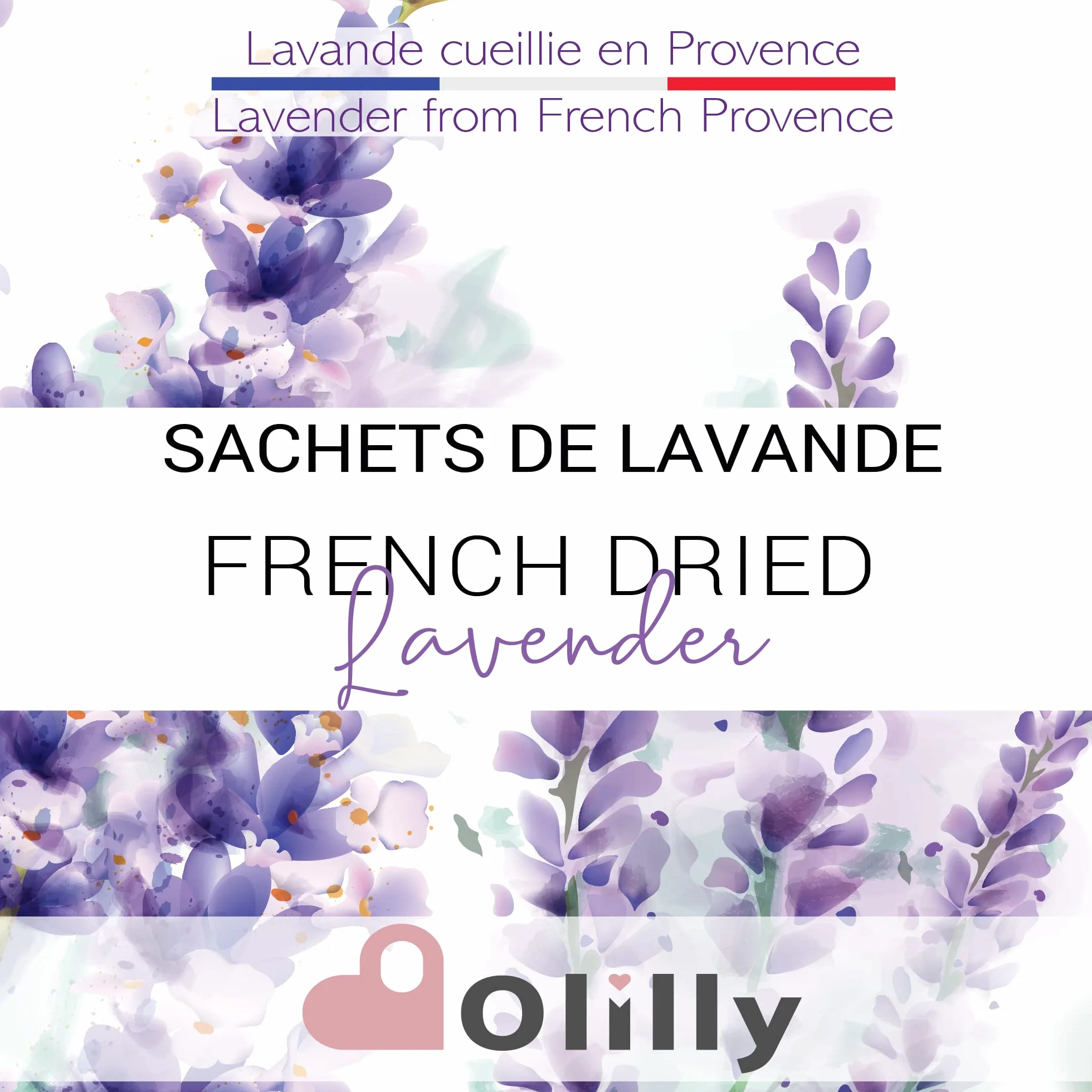 OLILLY Sachets Violets Lavande de Provence 120g Lavande Naturelle 12 Sachets