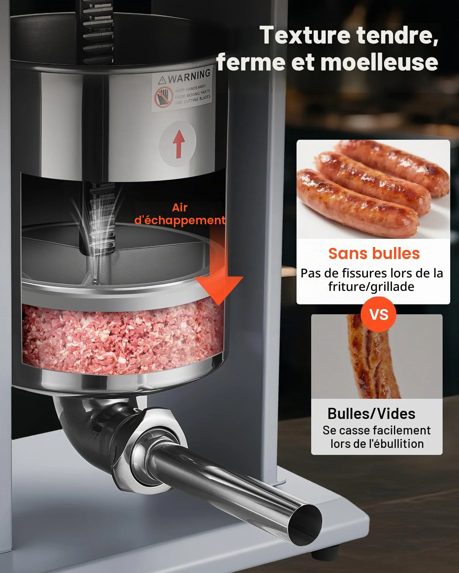 VEVOR Poussoir à Saucisses Électrique 10 L, Machine à Saucisses Verticale en Acier Inoxydable, pour Saucissons Restaurant Supermarché Boucherie, Réglage Continu de la Vitesse, 4 Tubes de Remplissage