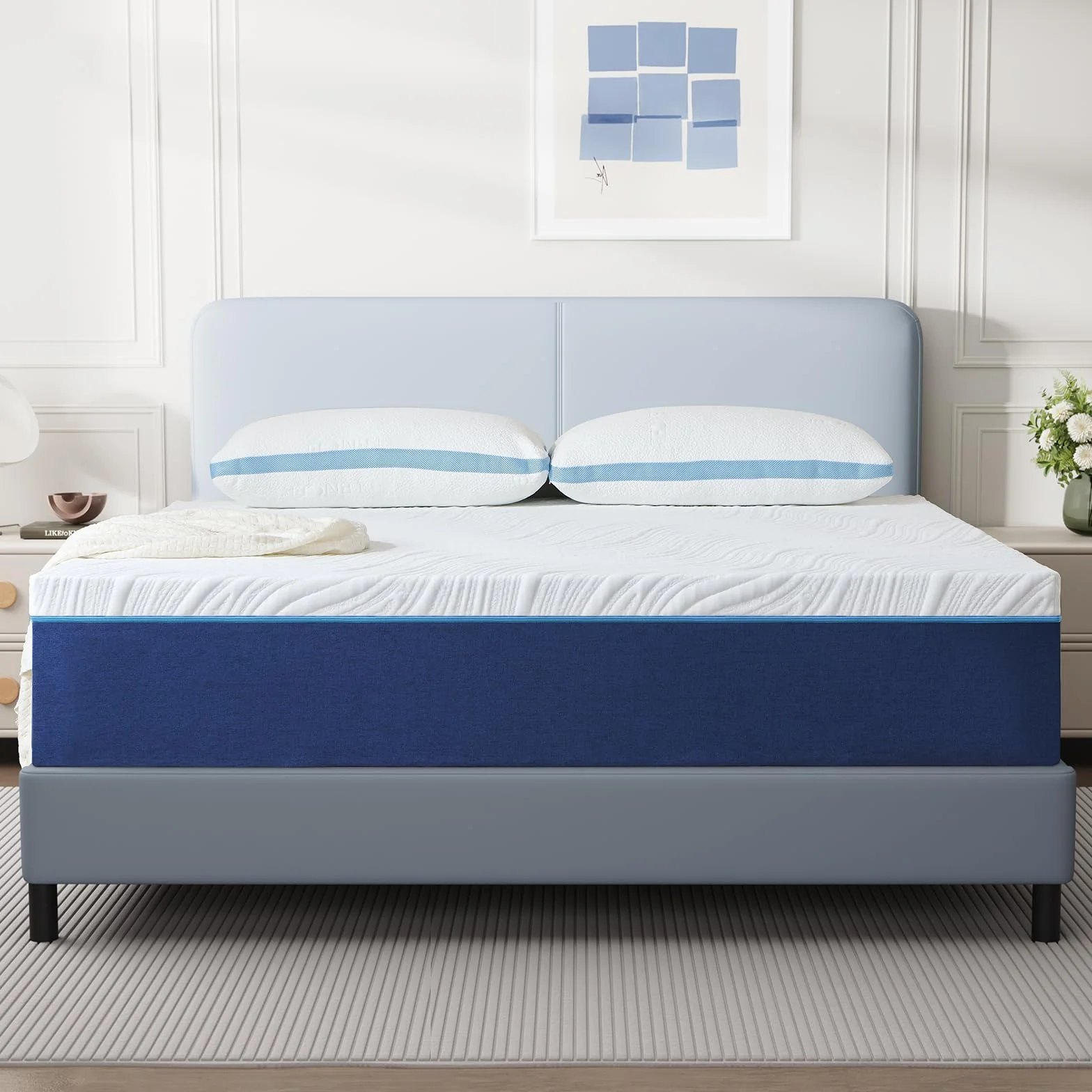 Hiimgo Matelas 90x190x16cm, Matelas en Mousse à Mémoire de Forme, Fermeté Moyenne,7 Zones de Confort, Soutien Parfait, Réversible à Deux Faces Utilisables
