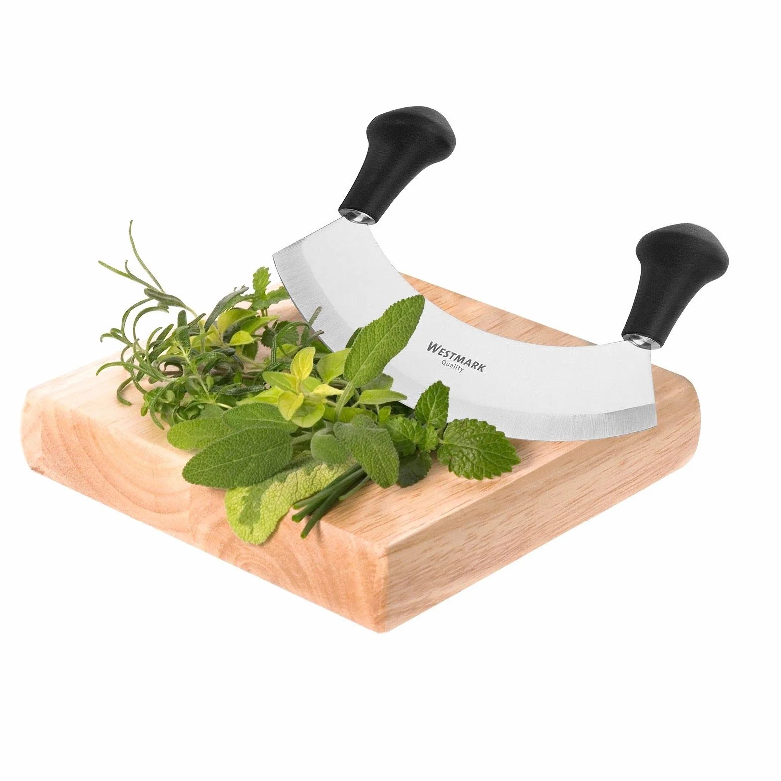 Westmark Couteau Hachoir à herbes et Coupe-pizza 17 cm acier inoxydable argenté noir