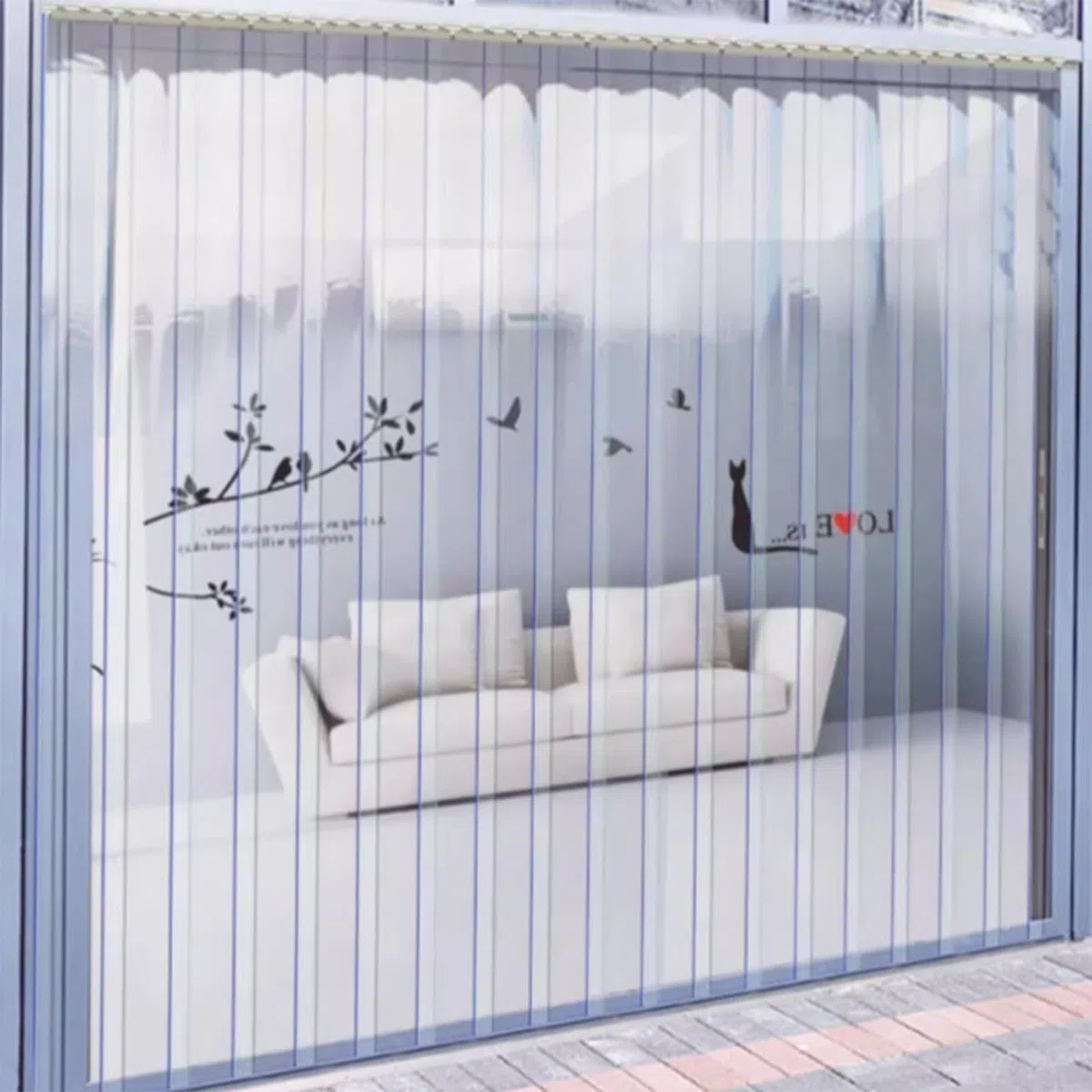 SHAARI Bandes De Rideaux De Porte en PVC, Rideaux De SéParation pour SupermarchéS ImperméAbles, Haute Transmission Lumineuse pour EntrepôTs, Camions(195x350cm/76.77x137.8in)