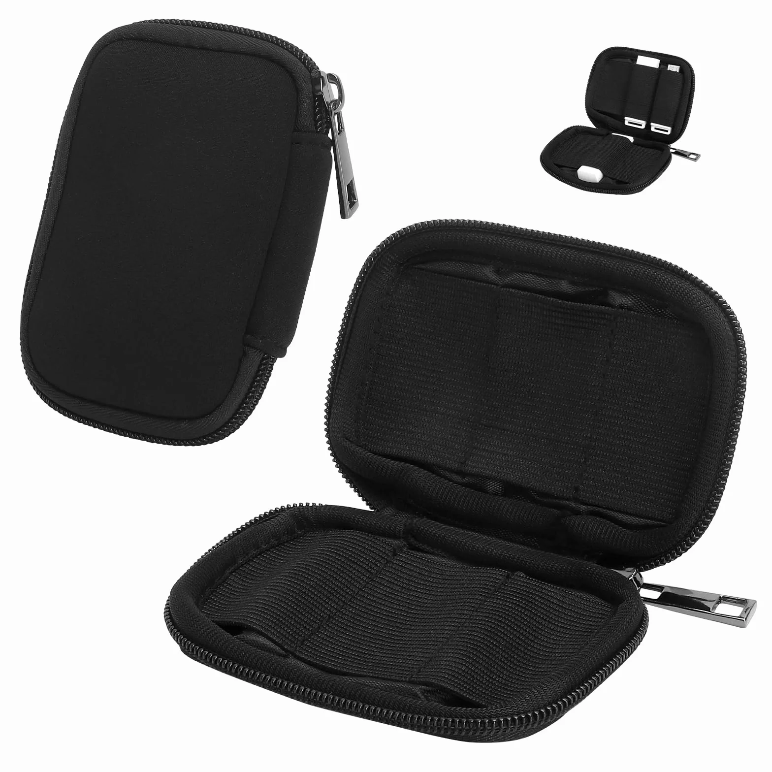 1 sztuka torba na pendrive mała torba do przechowywania USB Stick pudełko do przechowywania, organizer, 6 sztuk, USB, do przechowywania akcesoriów elektronicznych, kolor czarny