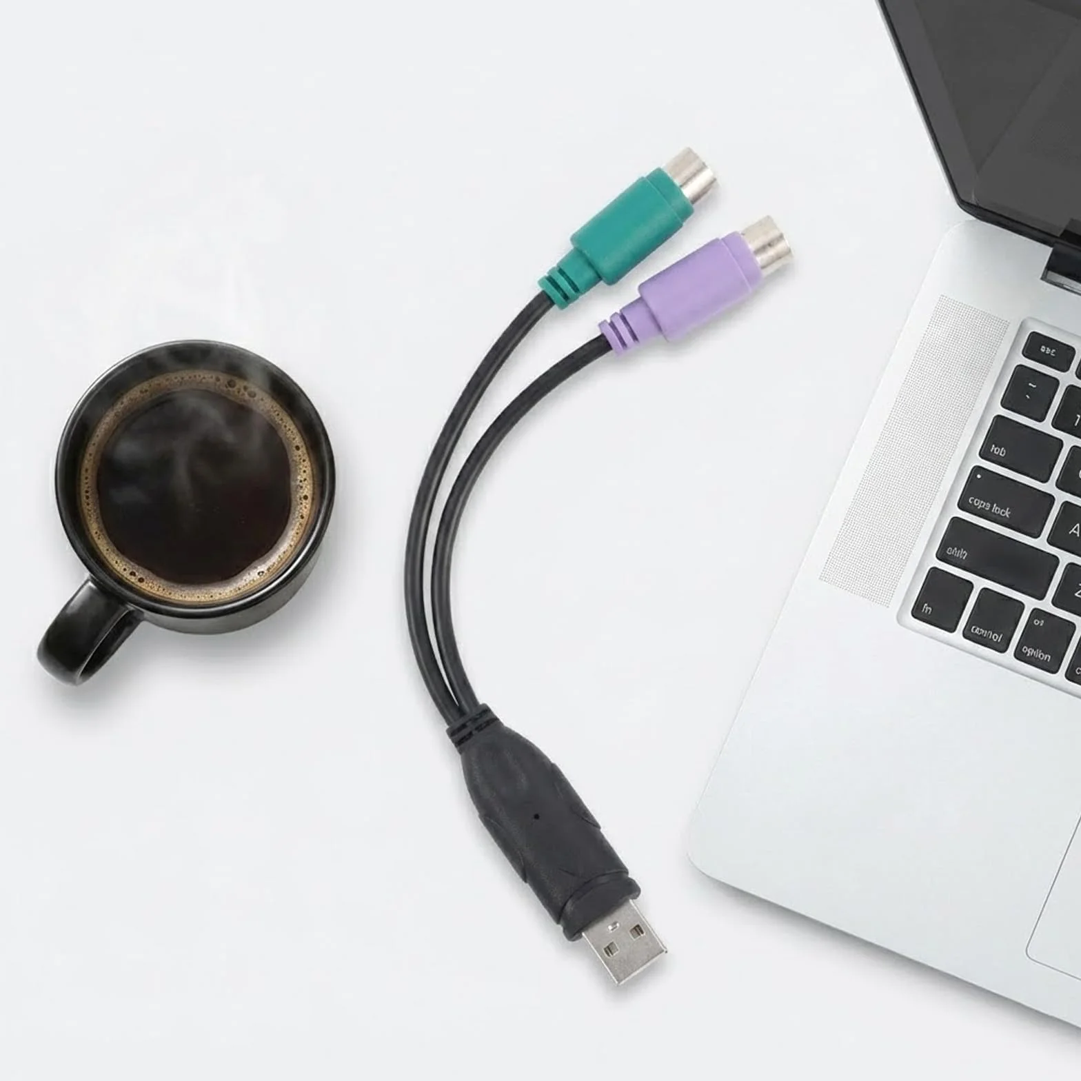 Adaptateur PS2 vers USB actif double pour clavier souris (noir)