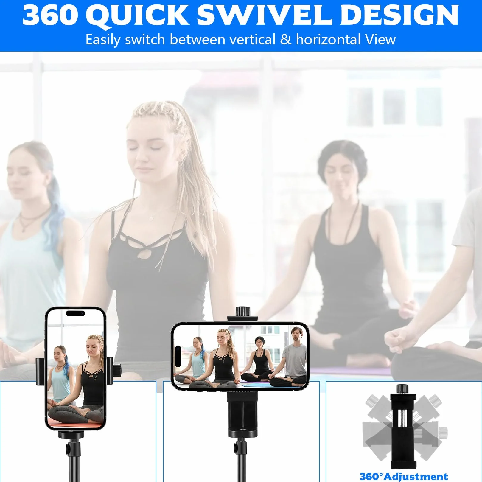 2 sztuki uchwyt na telefon komórkowy, statyw, uchwyt adaptera, obrót o 360°, pionowy i poziomy uchwyt na telefon komórkowy, akcesoria do selfie kijek do statywu monopodowego, kompatybilny z iPhone