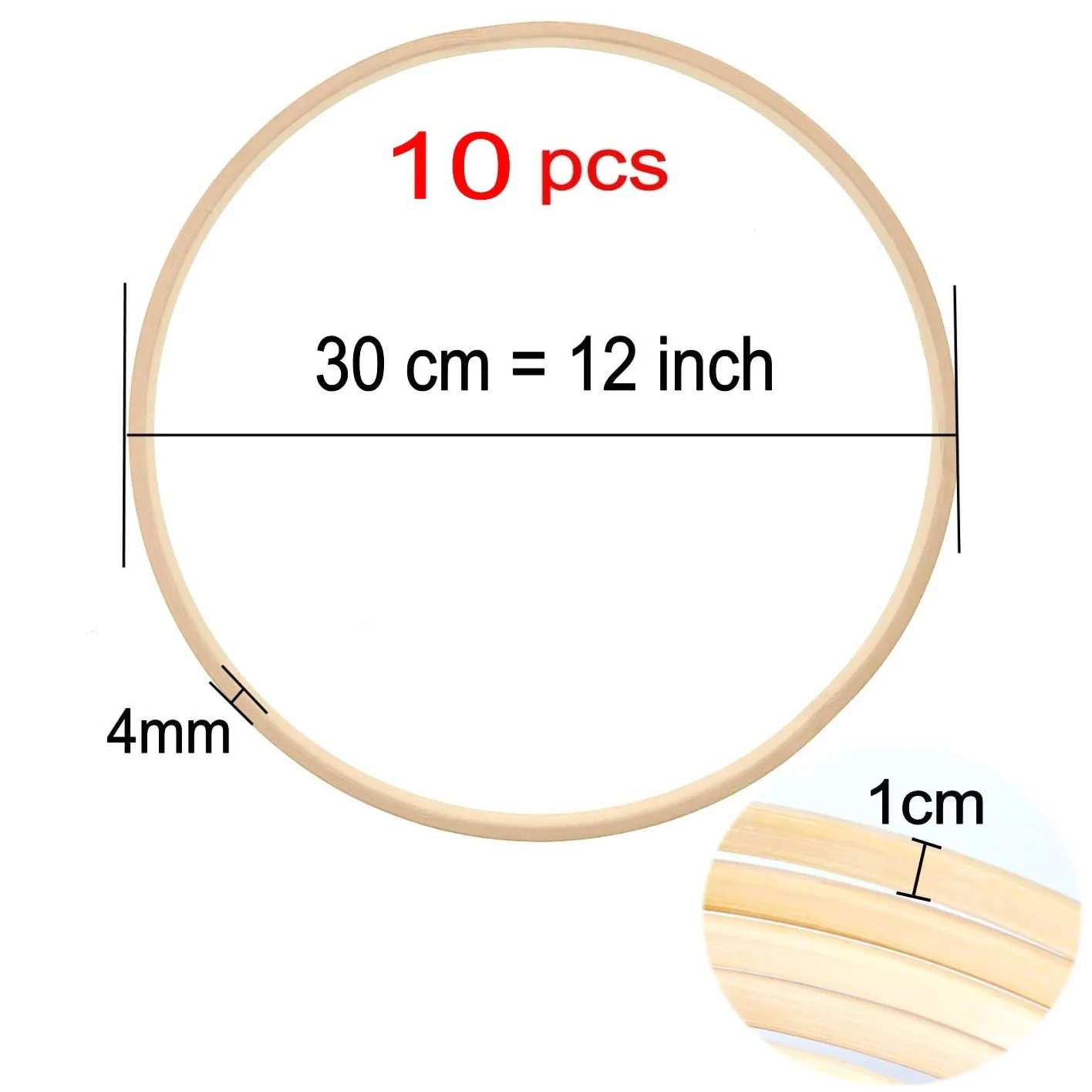 Cerceaux en Bambou 30 cm pour Macramé, Couronne Florale et Attrape-Rêves
